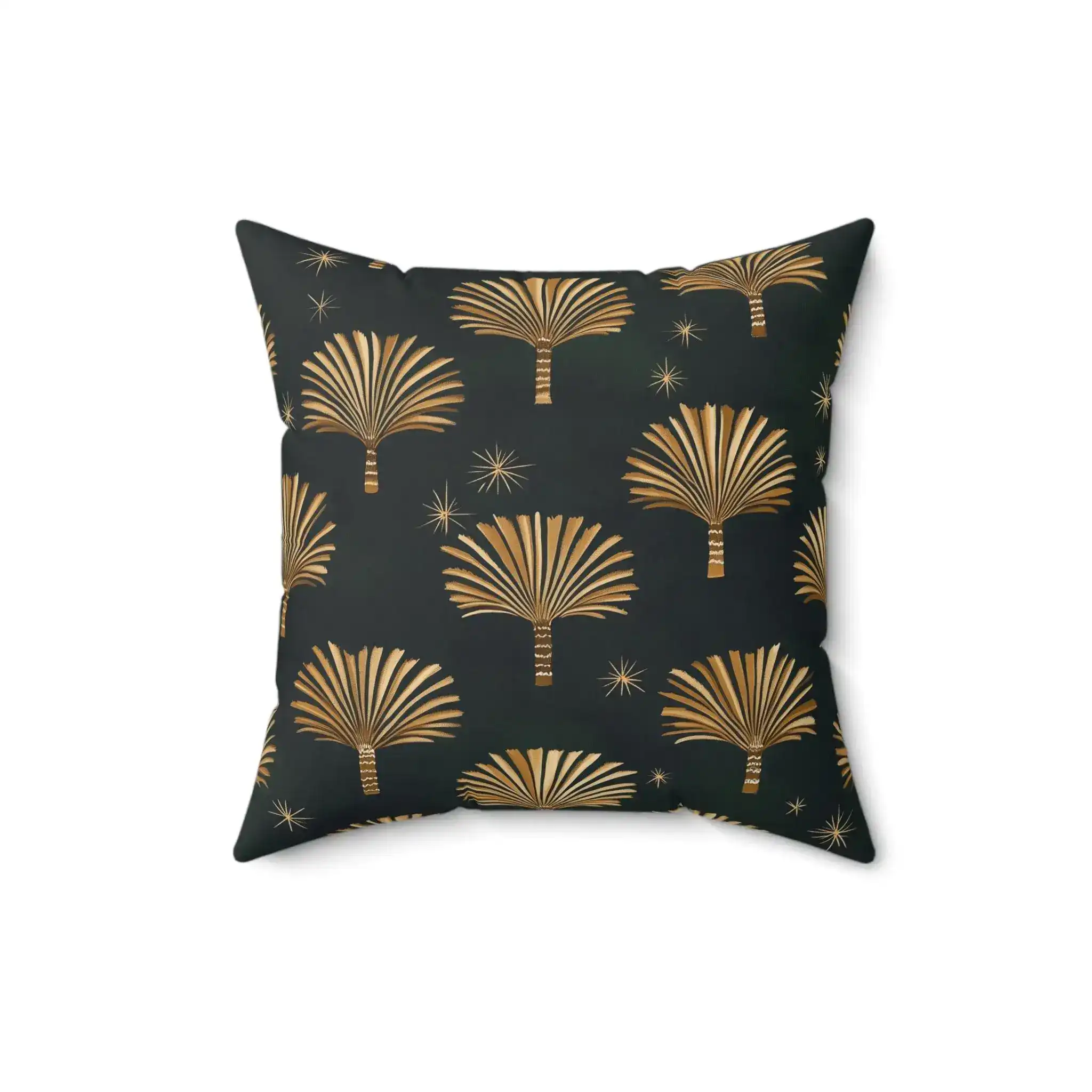 Golden Palm Leaves and Stars Throw Pillow - Image 3
