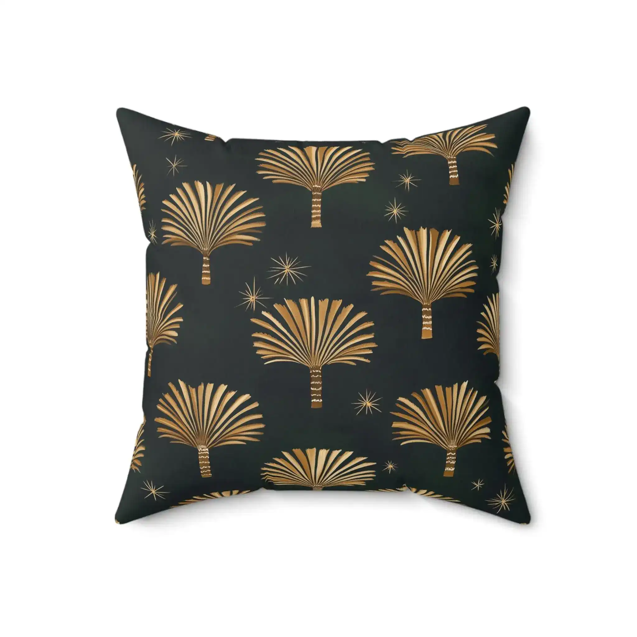 Golden Palm Leaves and Stars Throw Pillow - Image 4