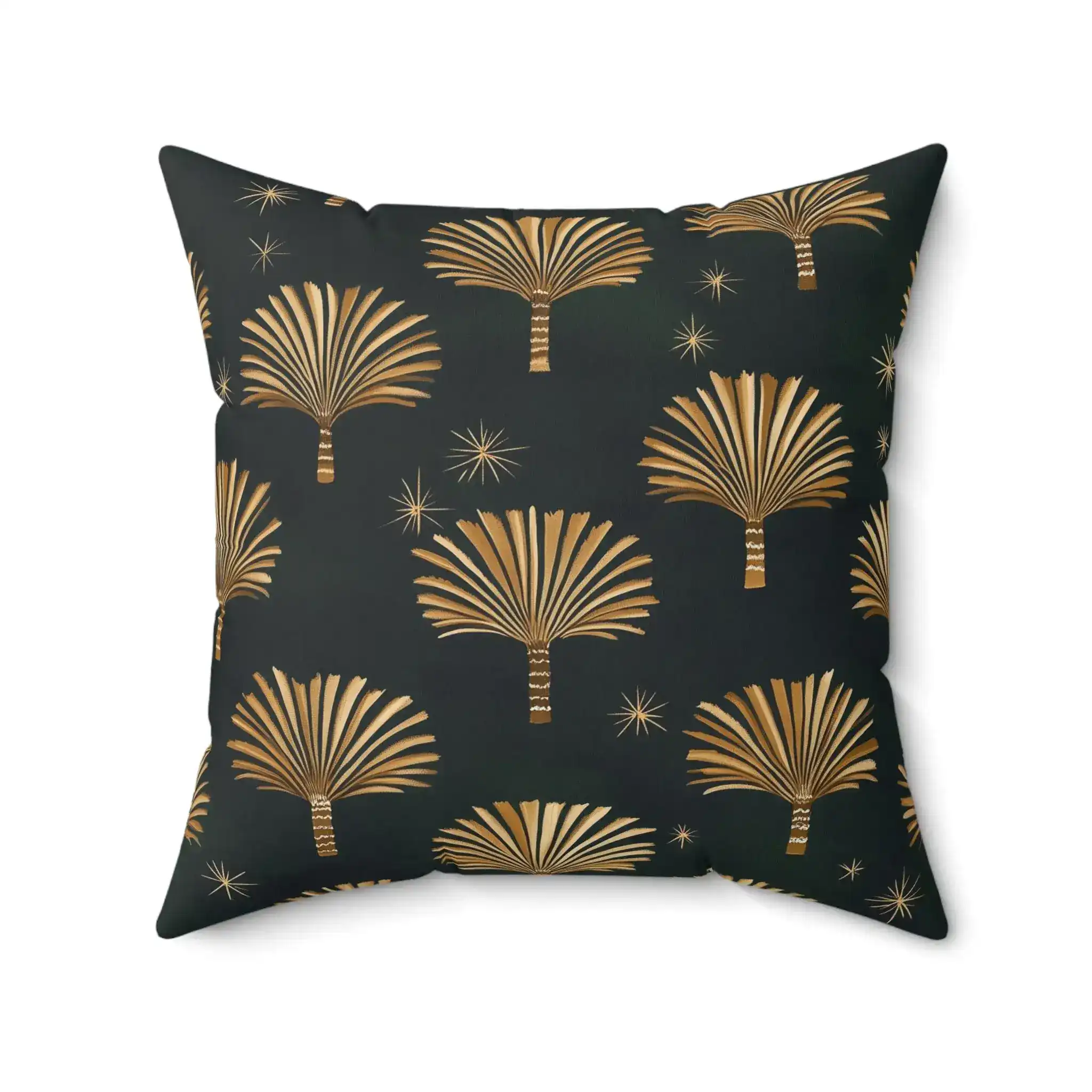 Golden Palm Leaves and Stars Throw Pillow - Image 5
