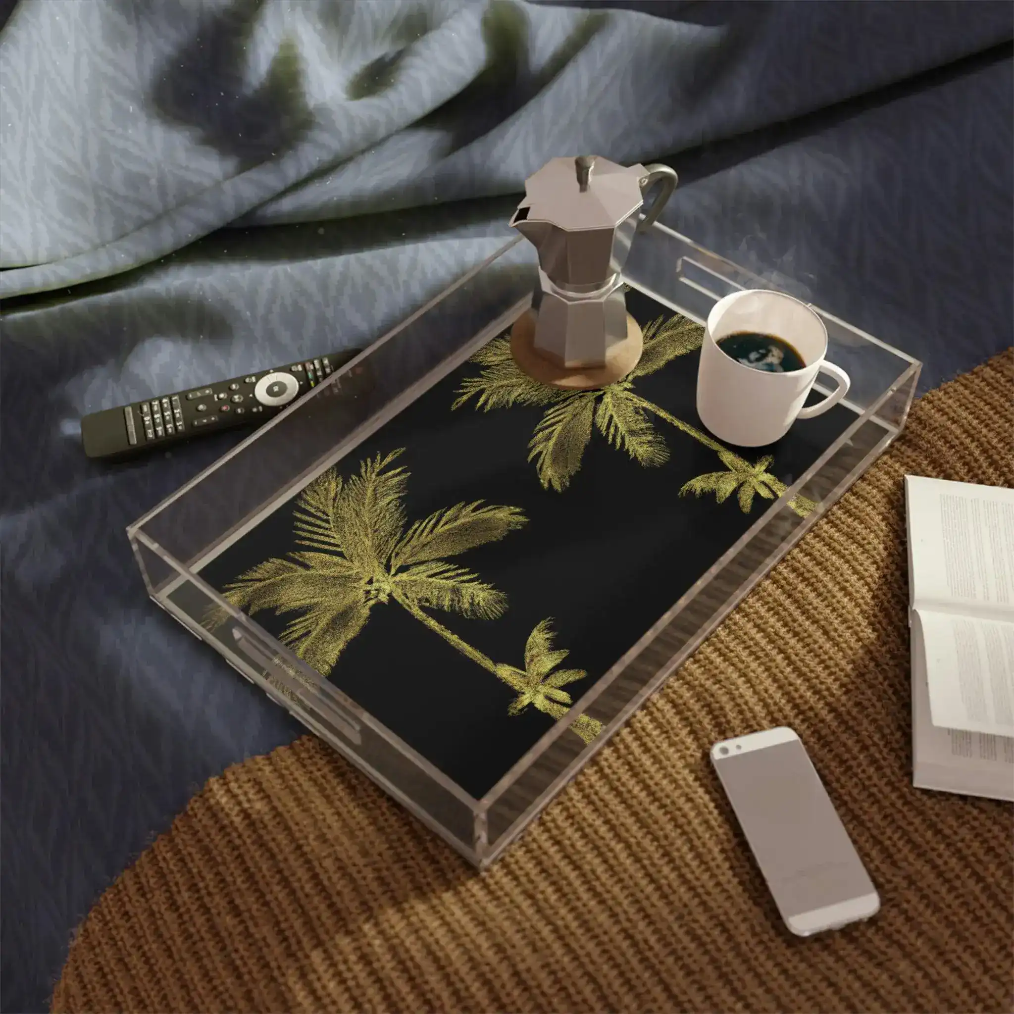 Golden Palm Trees Acrylic Serving Tray - Image 4