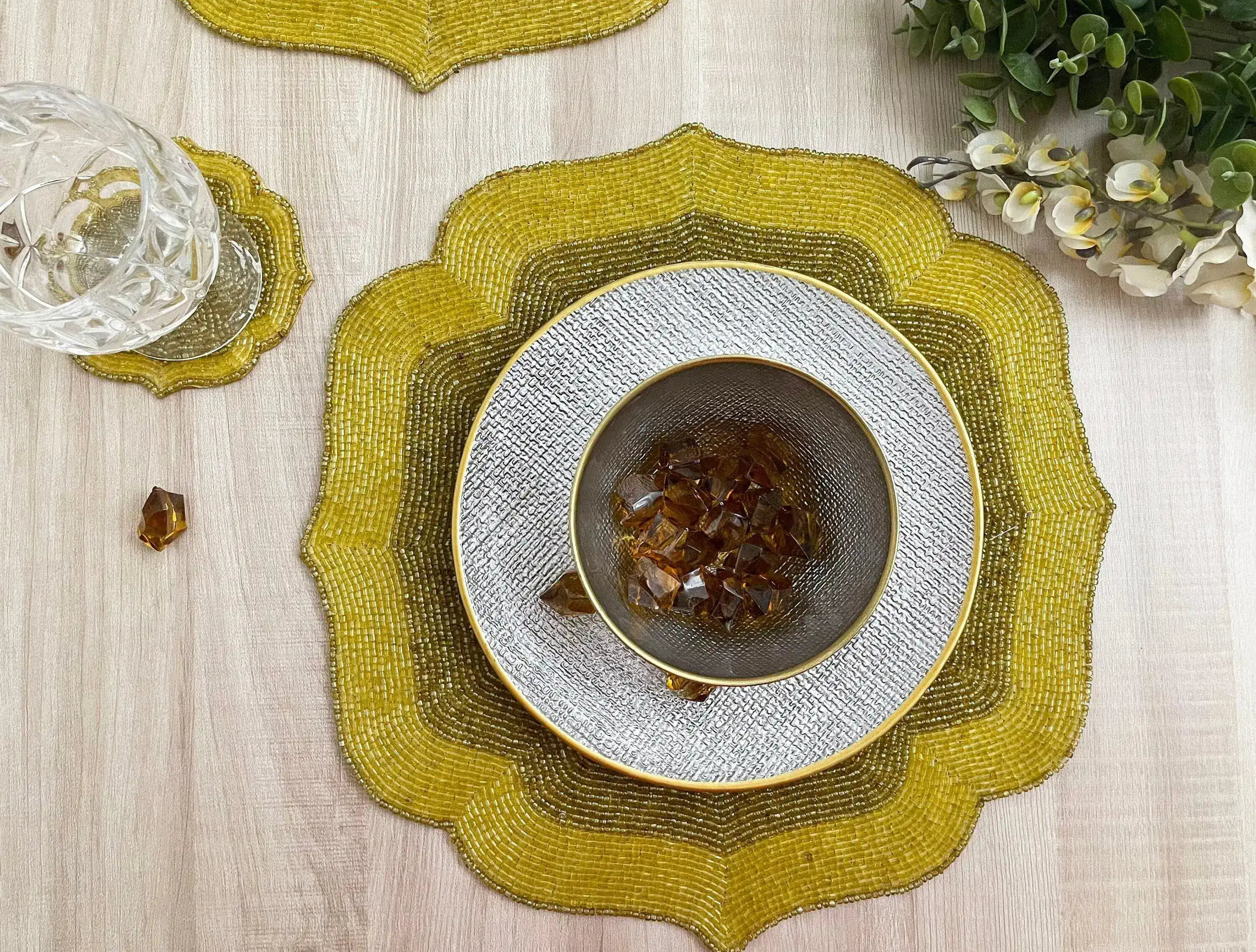 Golden Taj Beaded Arch Placemat - Image 2