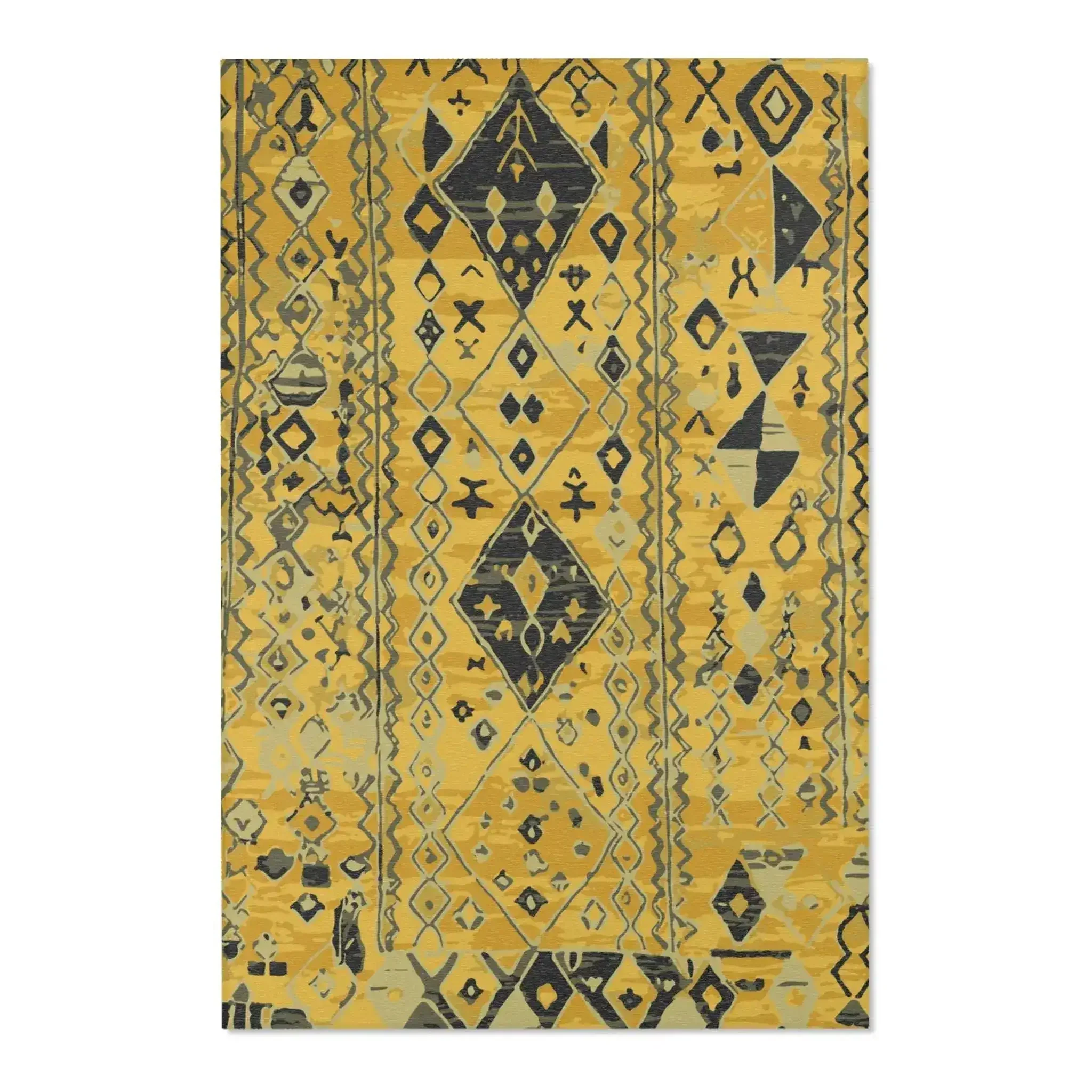 Golden Tribal Diamond Pattern Accent Rug - Image 3