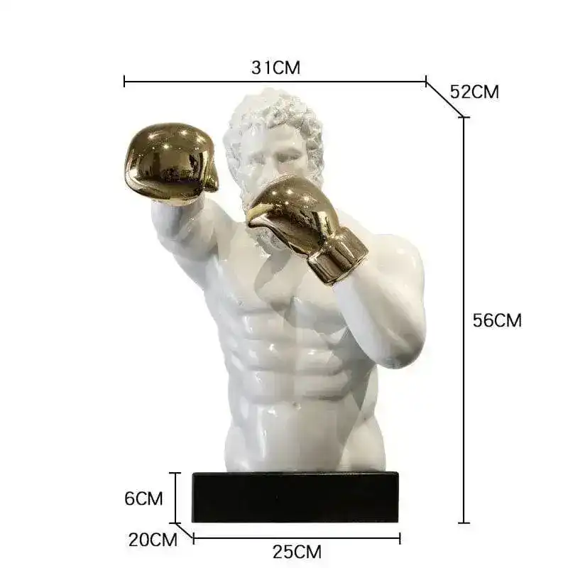 Grand Boxing Man With Golden Gloves Statue - Image 3