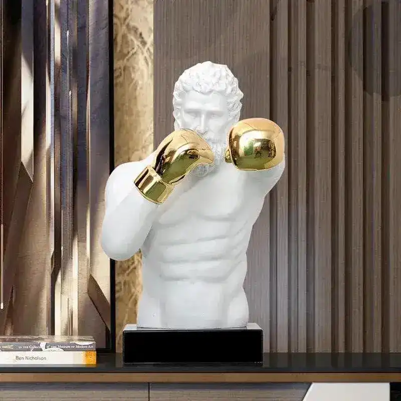 Grand Boxing Man With Golden Gloves Statue - Image 4
