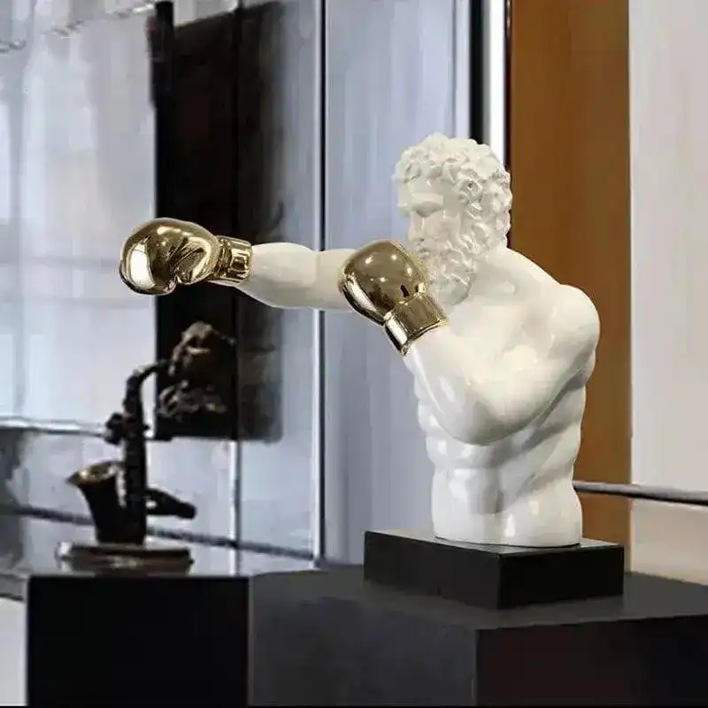 Grand Boxing Man With Golden Gloves Statue - Image 5