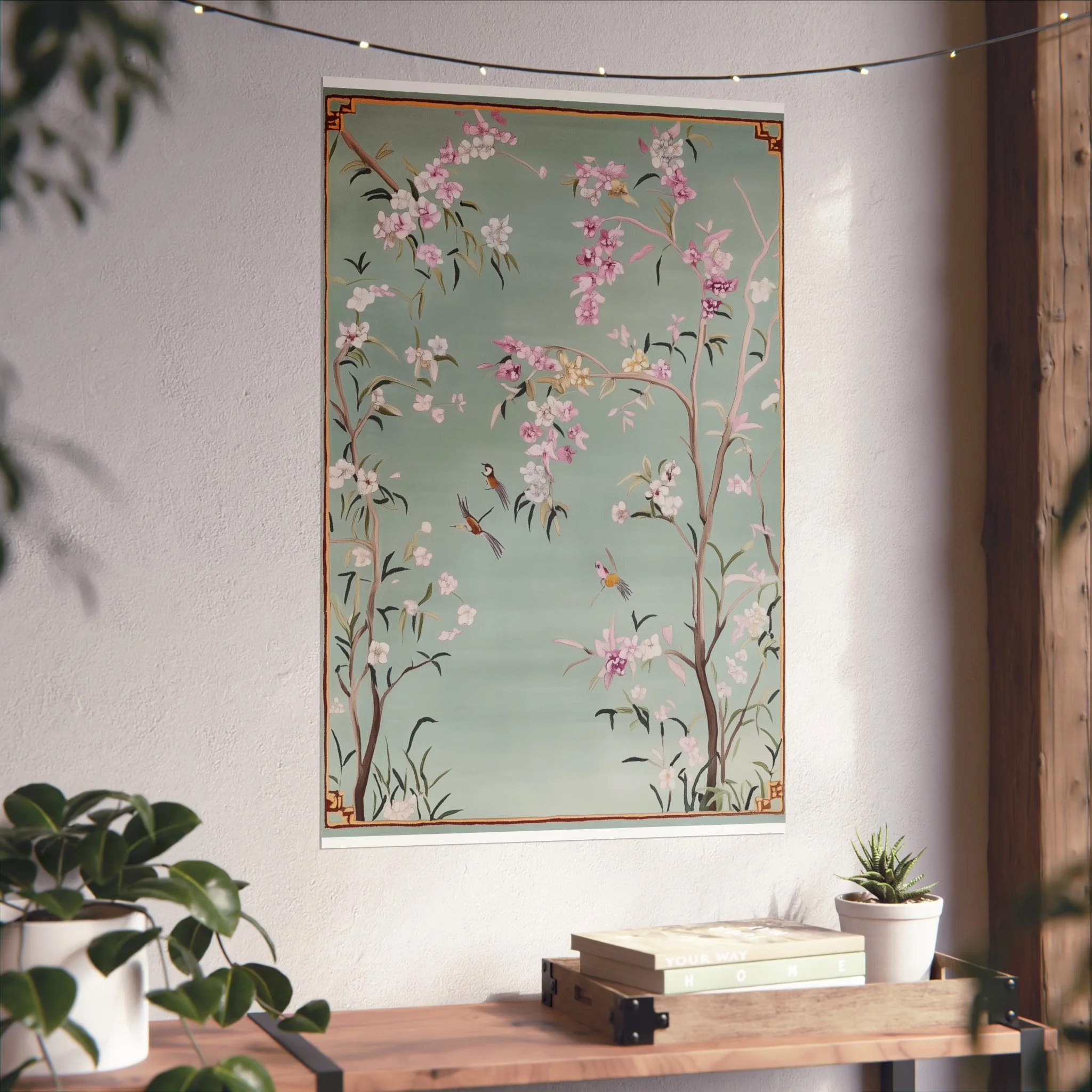Gray Chinoiserie Birds and Cherry Blossom Fine Art Poster - Image 40