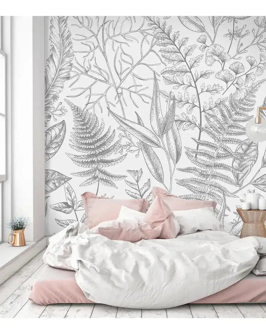 Gray Fern Botanical Wall Mural - Image 3