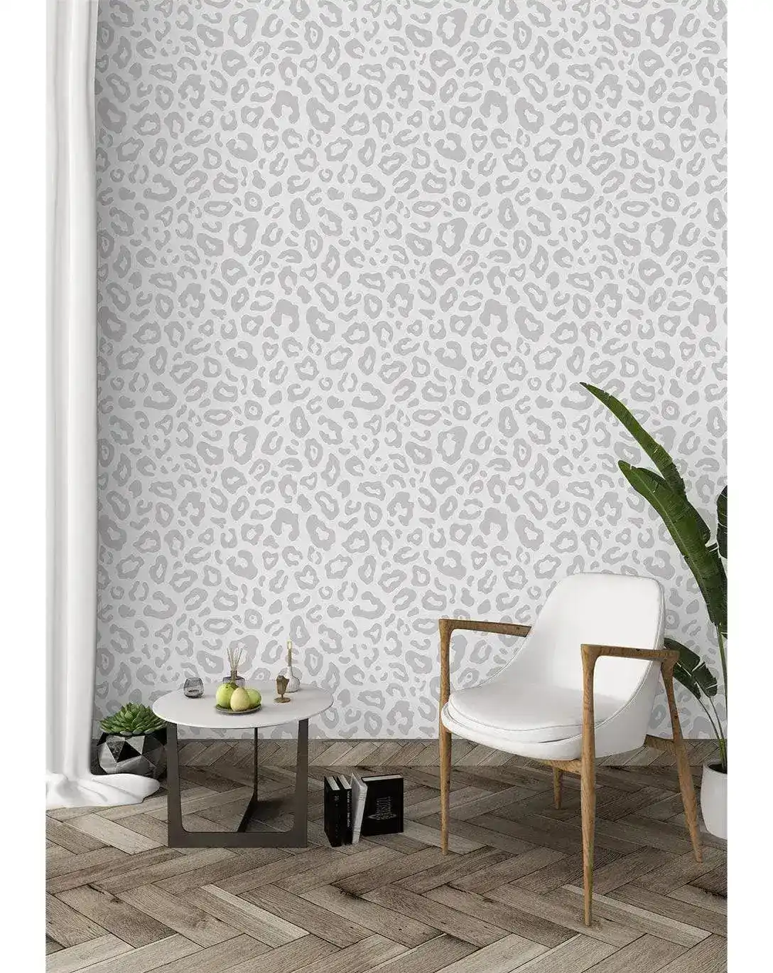 Gray Leopard Spots Print Removable Wallpaper - Image 3