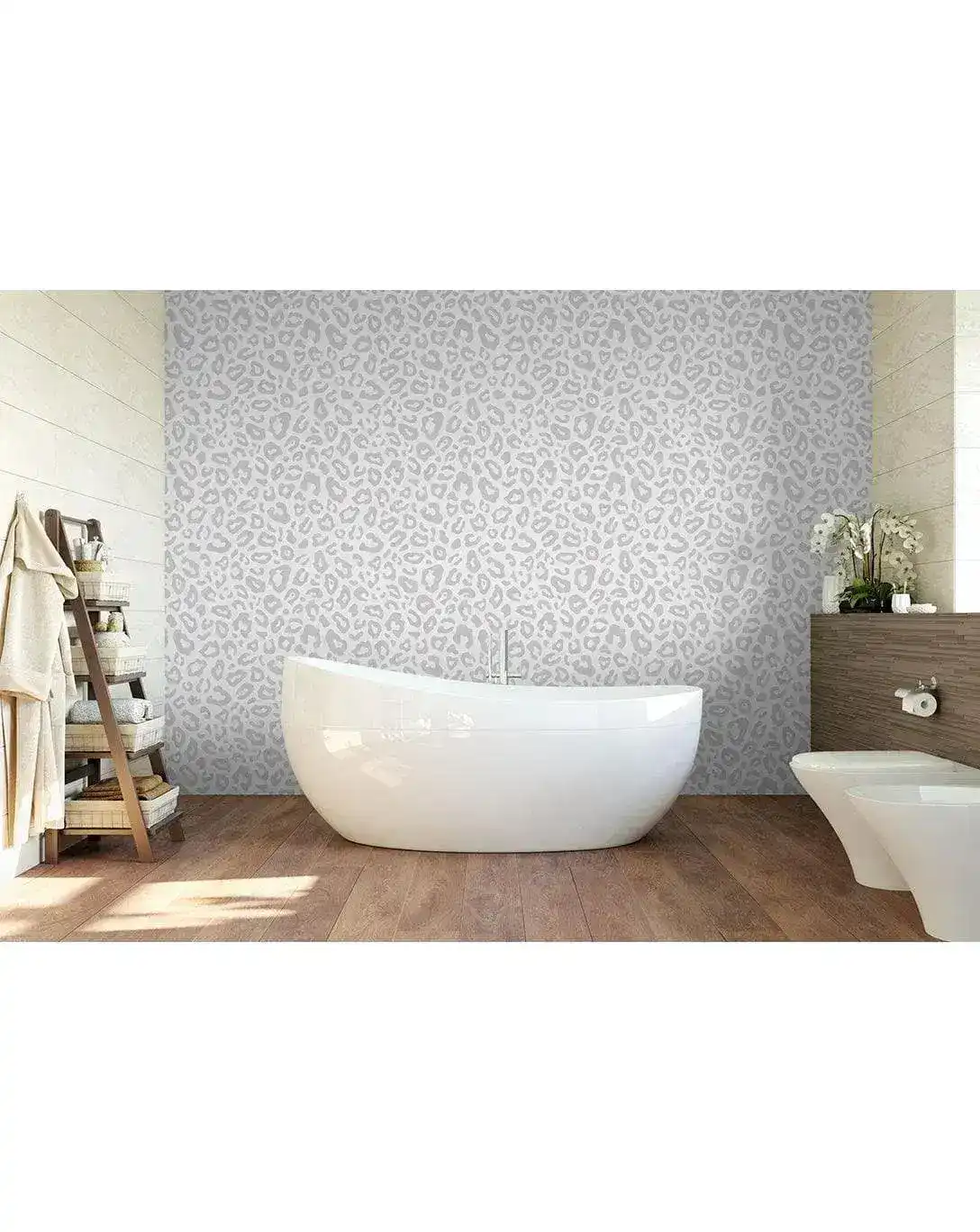 Gray Leopard Spots Print Removable Wallpaper - Image 5