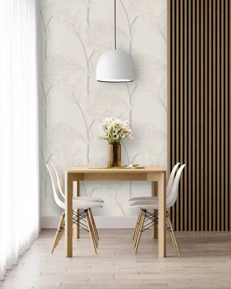 Gray Minimalist Delicate Flower Wallpaper - Image 5
