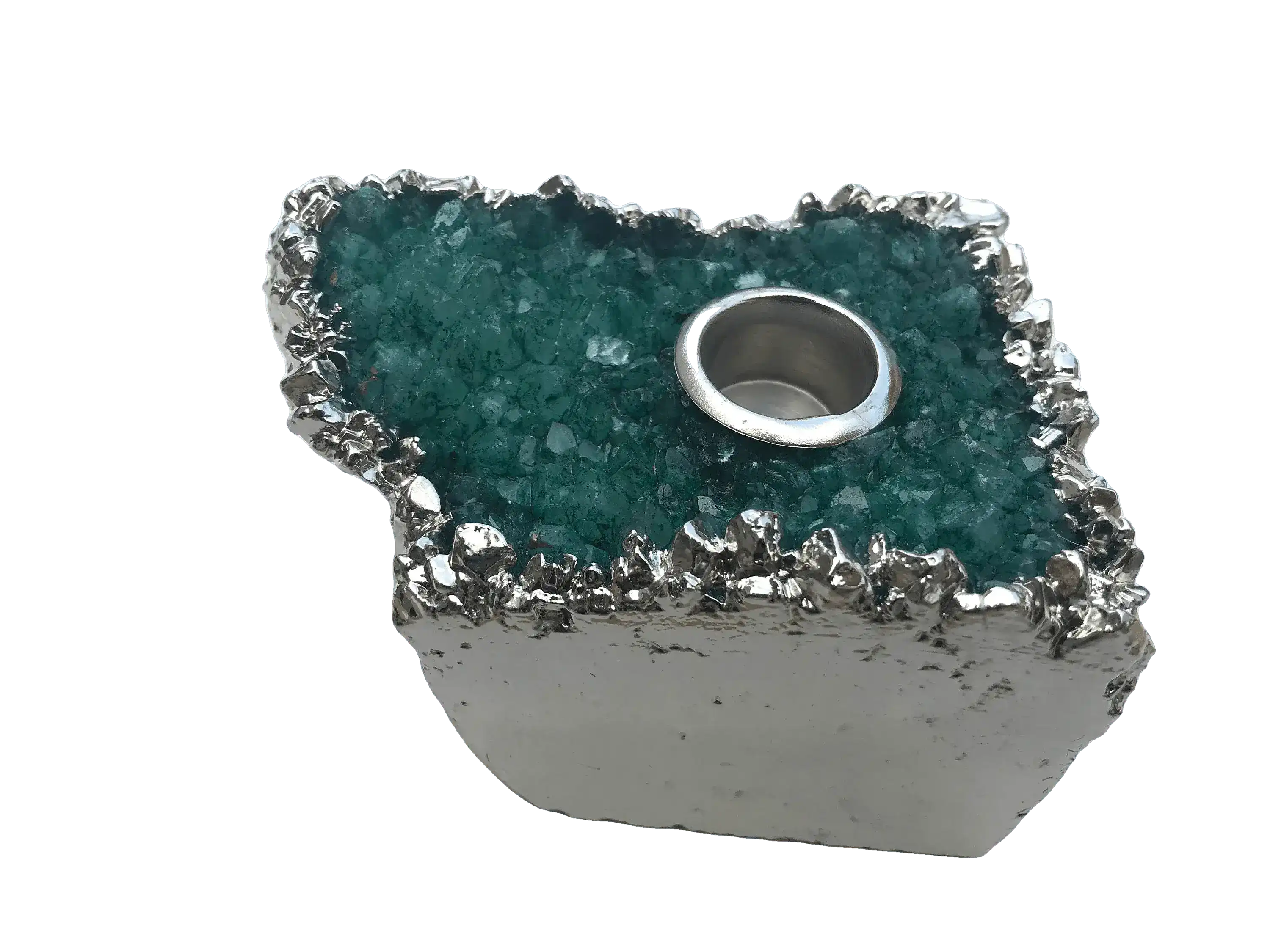 Green Agate Gemstone Taper Candle Holder - Image 3