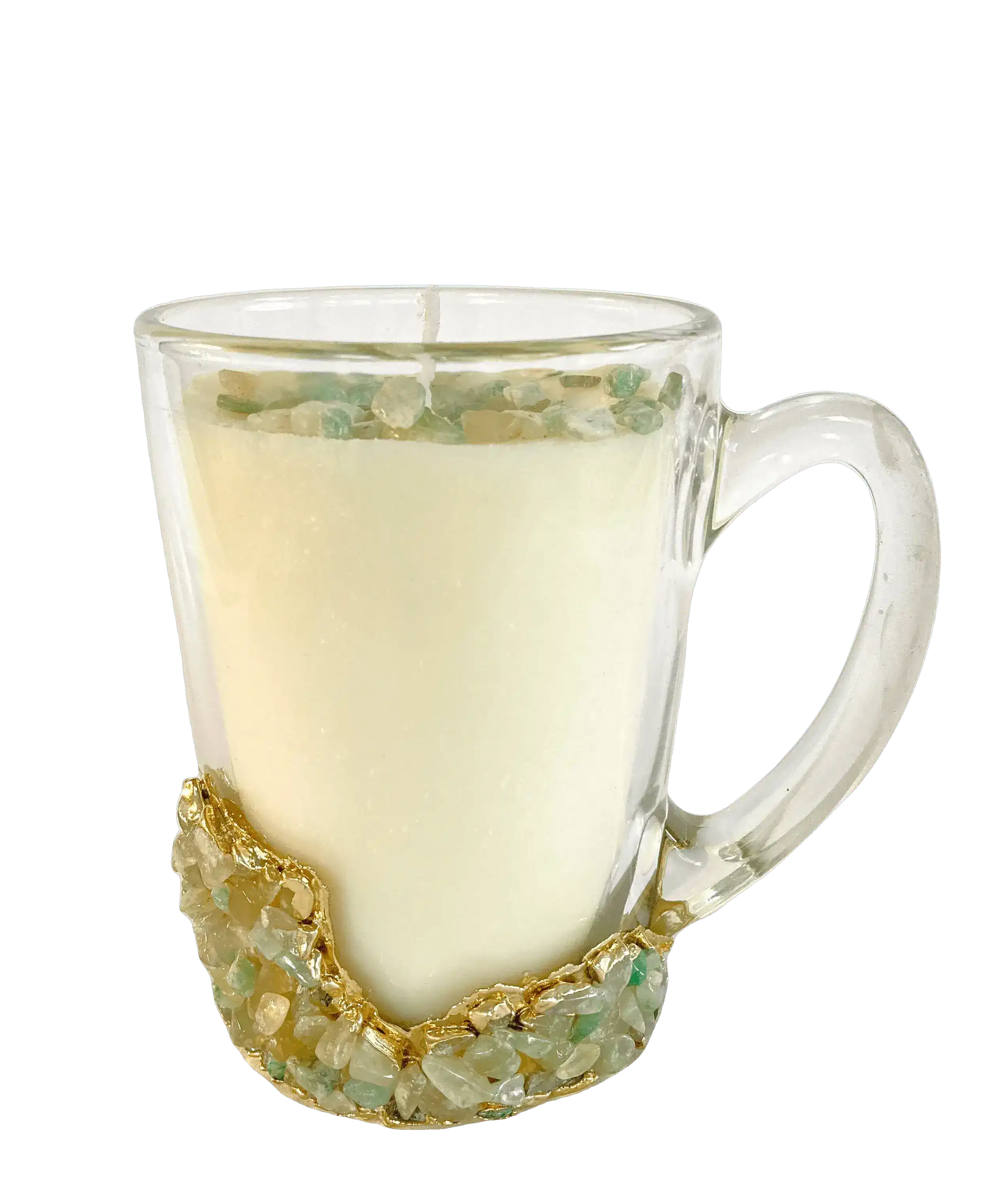Green Agate Quartz Crystal Scented Soy Candles in Glass Mug - Set of 2 - Image 2