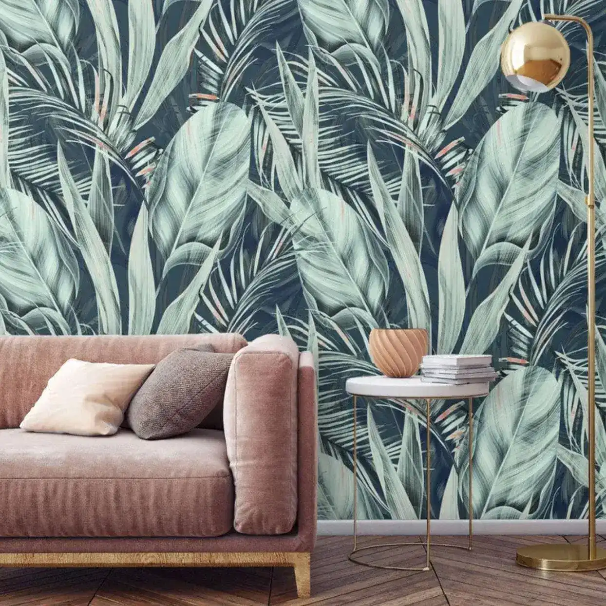 Green Botanical Tropical Leaves Wallpaper - Image 2
