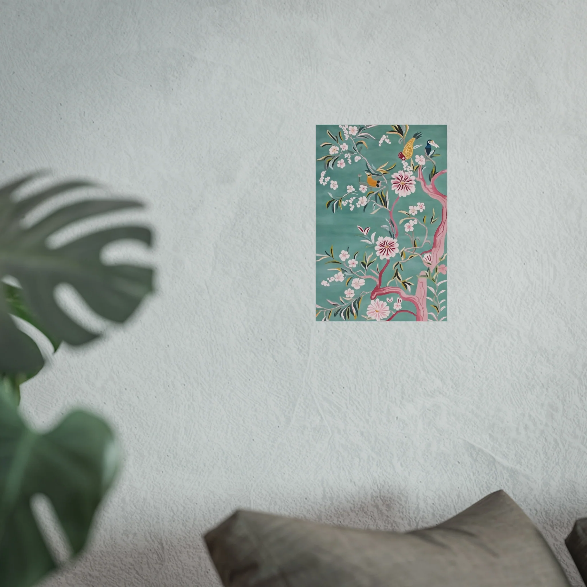 Green Chinoiserie Birds and Cherry Blossom Fine Art Poster - Image 19
