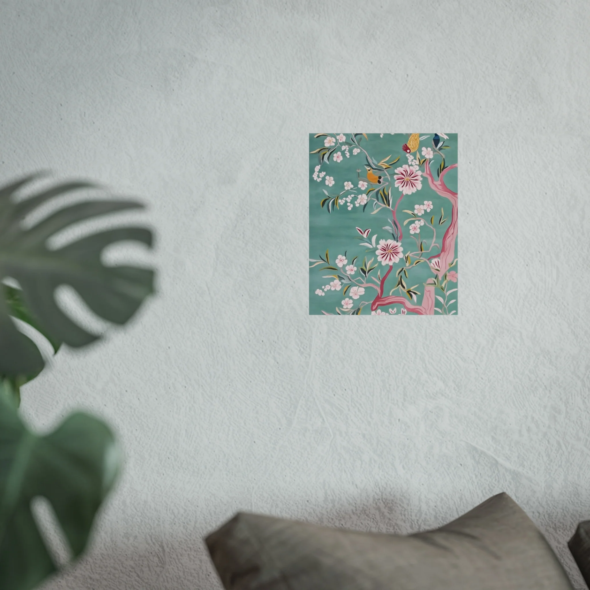 Green Chinoiserie Birds and Cherry Blossom Fine Art Poster - Image 21