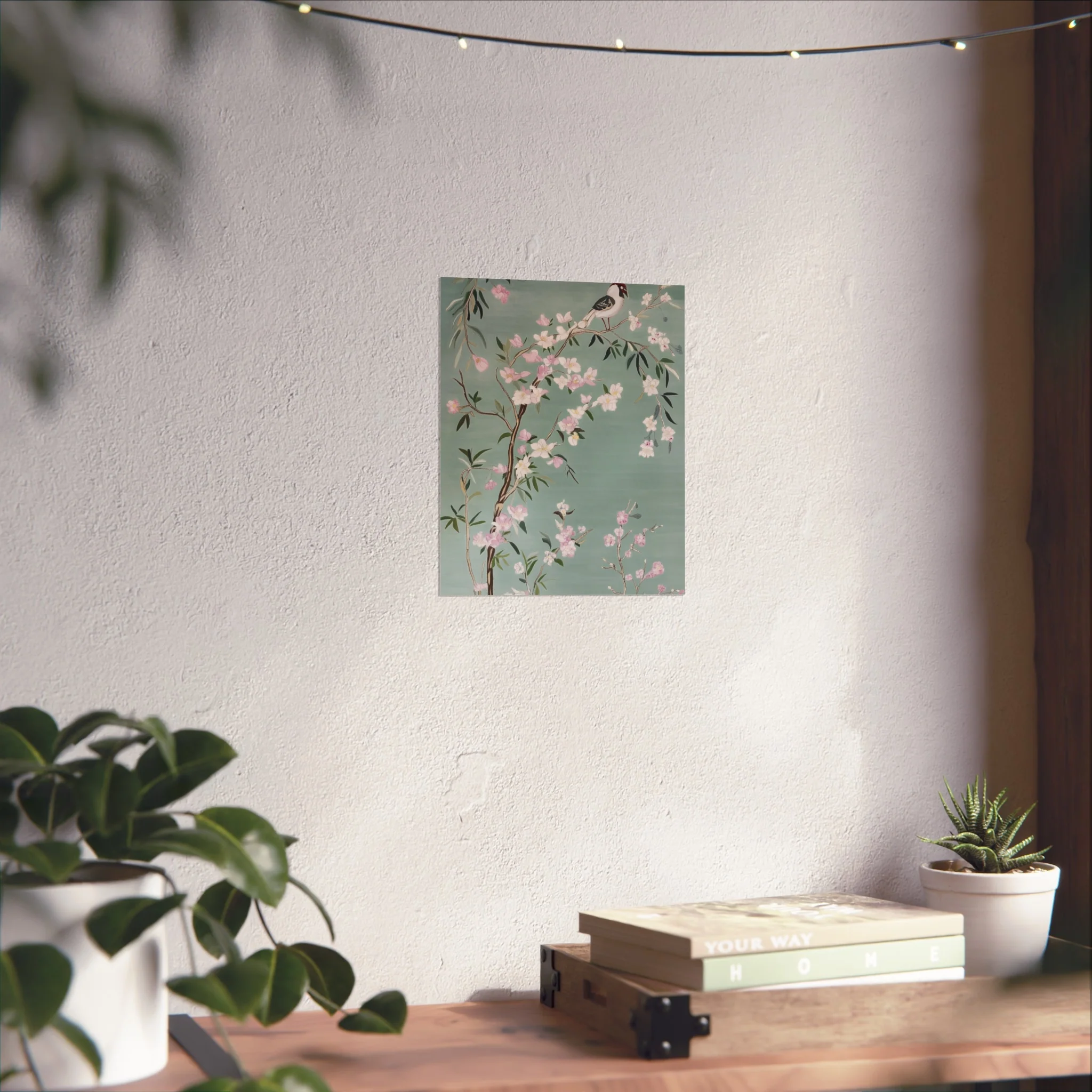 Green Chinoiserie Birds and Pink Cherry Blossom Fine Art Poster - Image 22