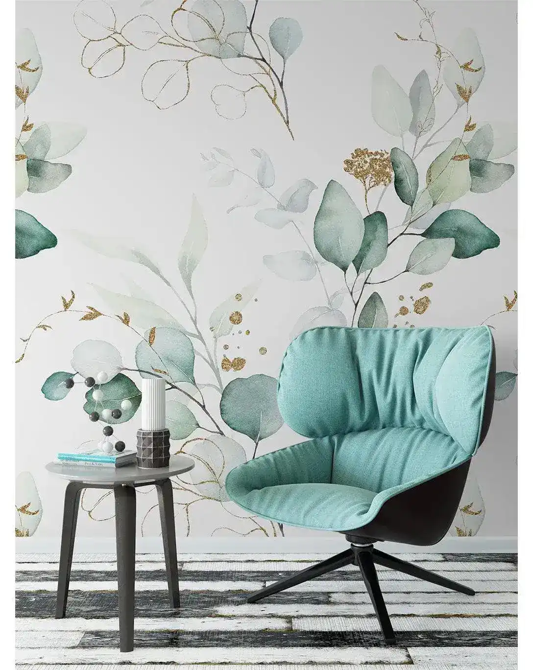 Green Eucalyptus Leaves and Branches Watercolor Botanical Wallpaper - Image 4