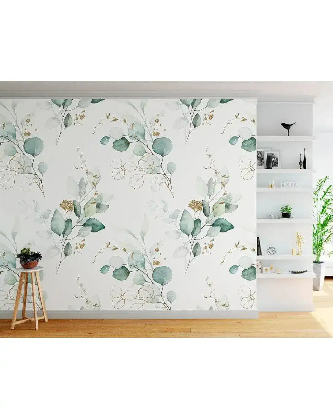 Green Eucalyptus Leaves and Branches Watercolor Botanical Wallpaper - Image 5