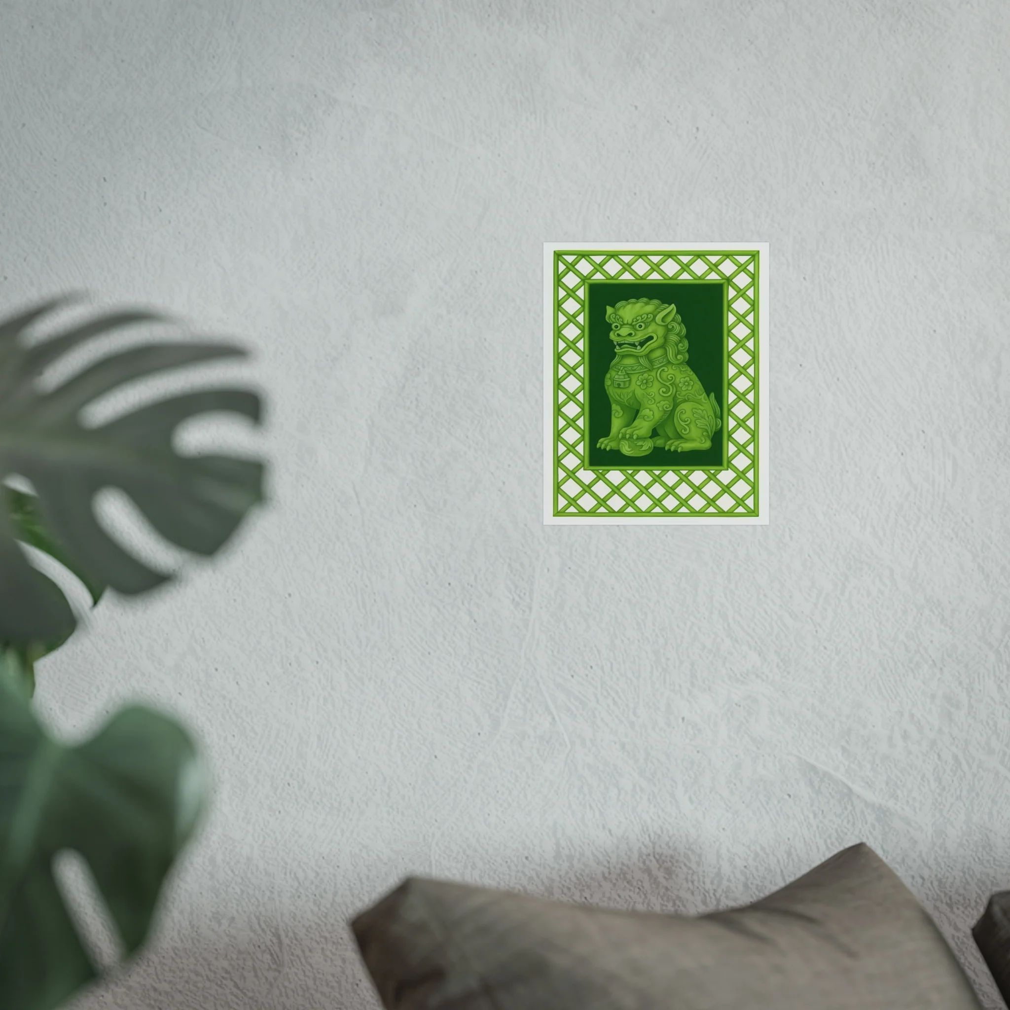 Green Foo Dog Portrait Fine Art Poster - Image 17