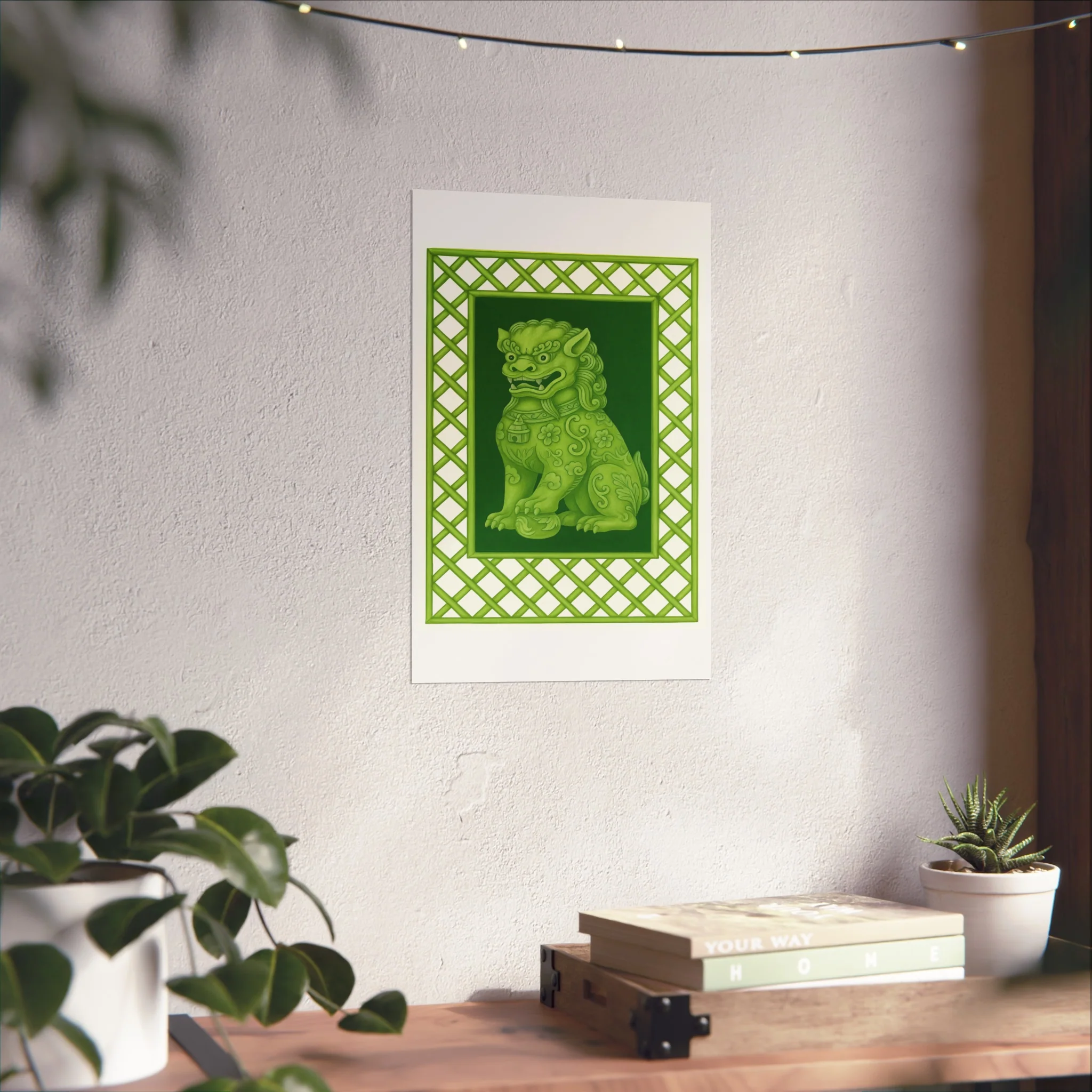 Green Foo Dog Portrait Fine Art Poster - Image 26