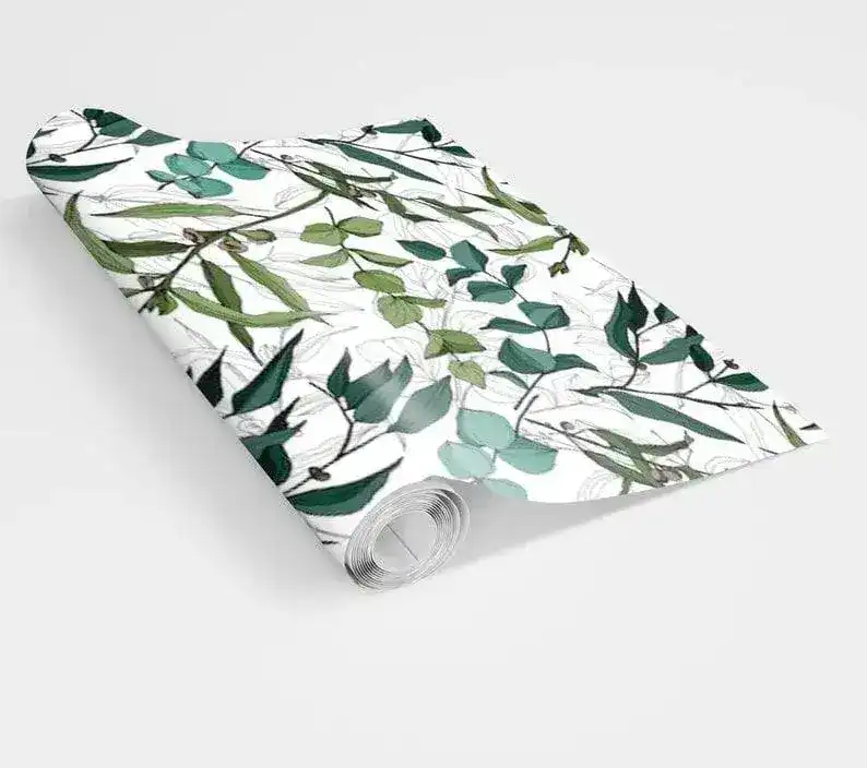 Green Leaves Botanical Watercolor Wallpaper - Image 7