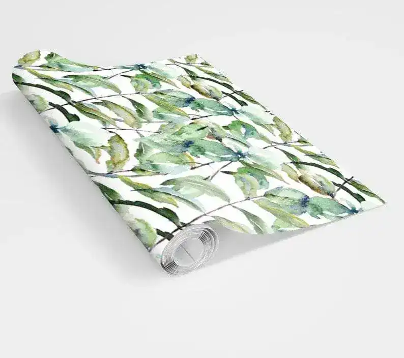 Green Leaves Watercolor Botanical Wallpaper - Image 6