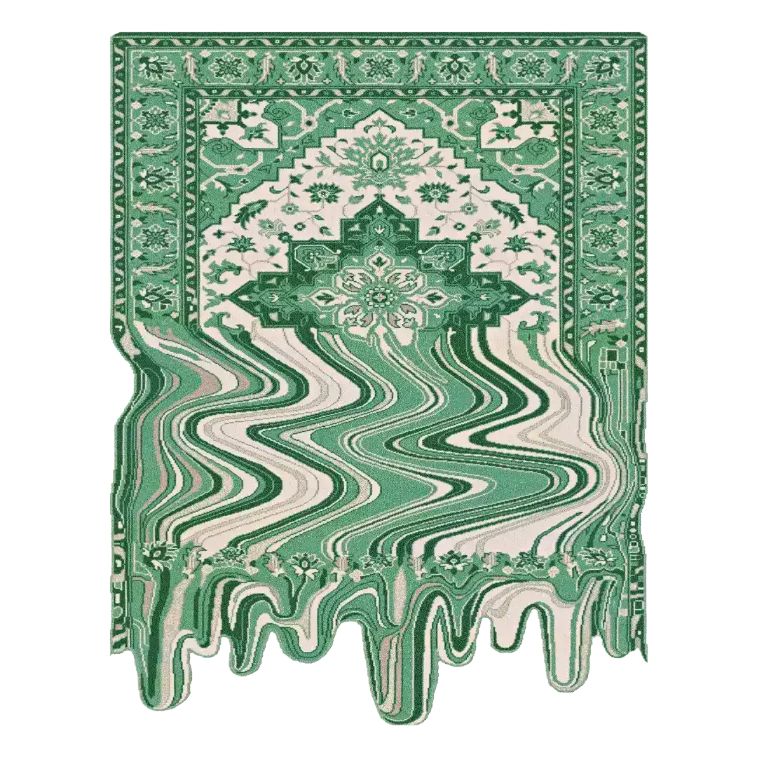 Green Melting Traditional Persian Hand Tufted Wool Rug