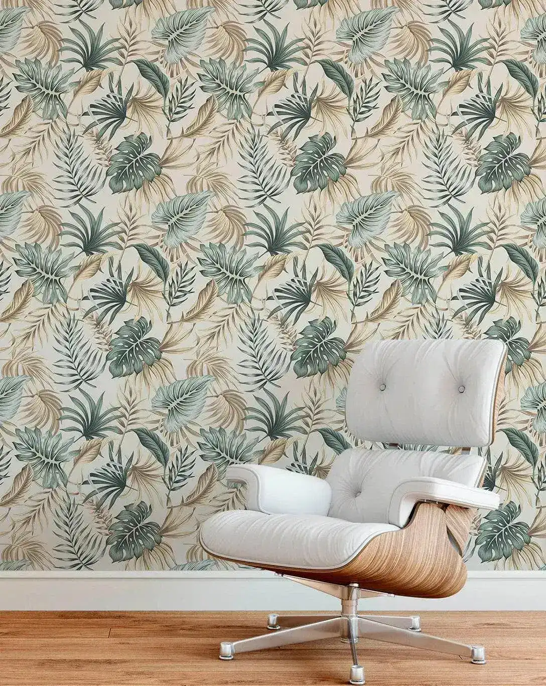 Green Palm Leaves Tropical Boho Watercolor Wallpaper - Image 5