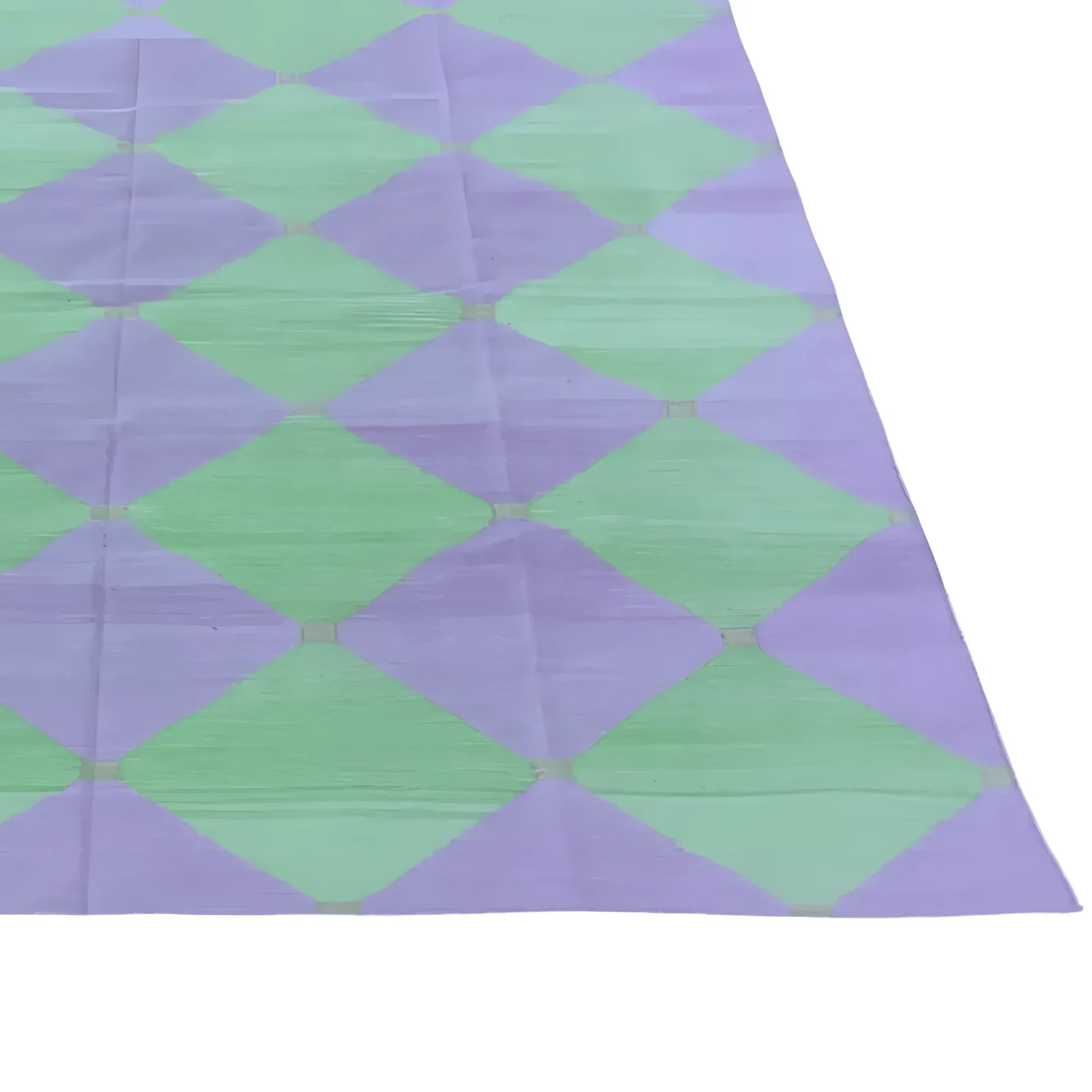 Green/Purple Diamond Vegetable Dyed Dhurrie Reversible Cotton Rug - Image 3