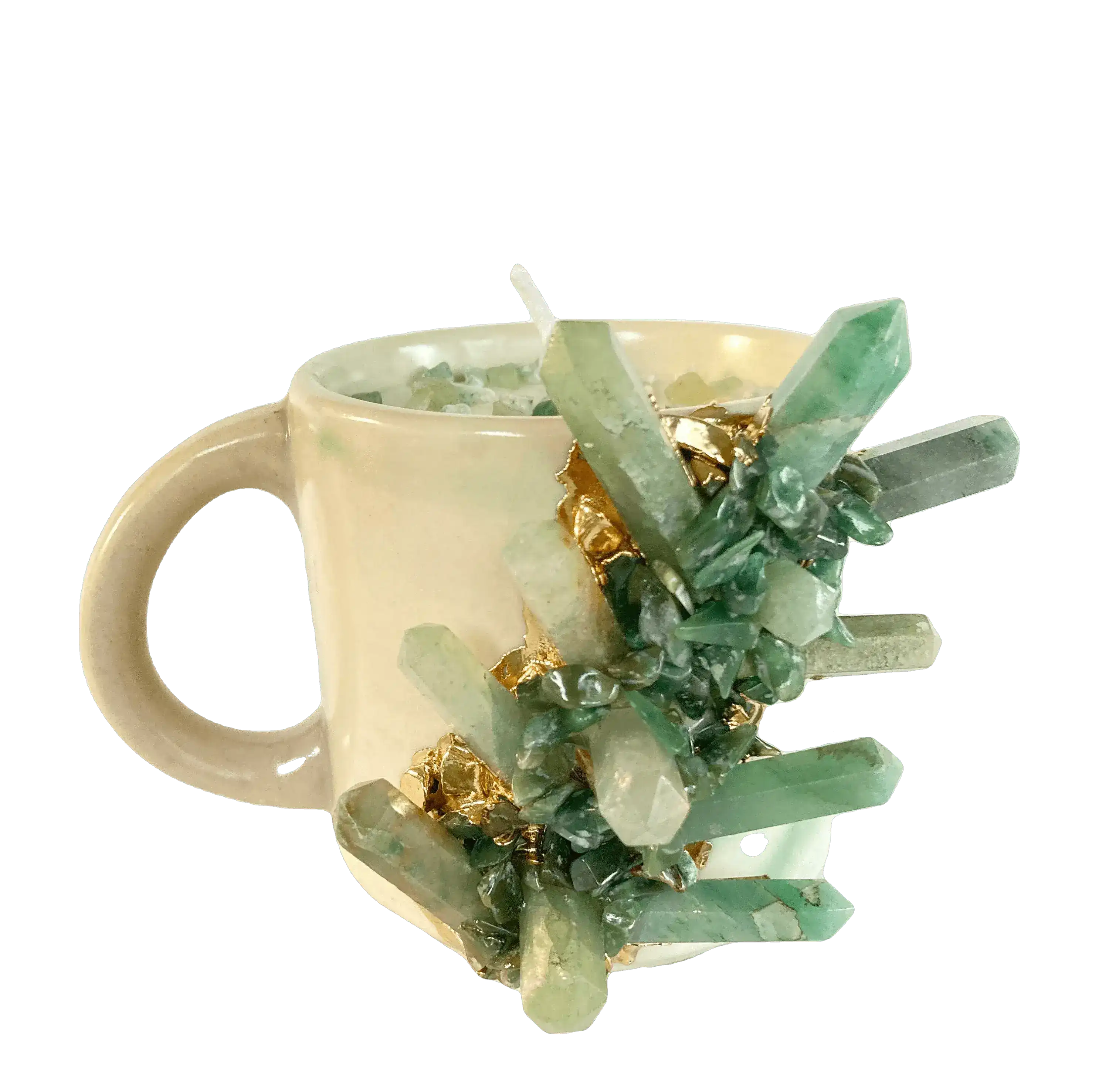 Green Quartz Crystal Scented Soy Candles in Coffee Mug - Set of 2 - Image 3