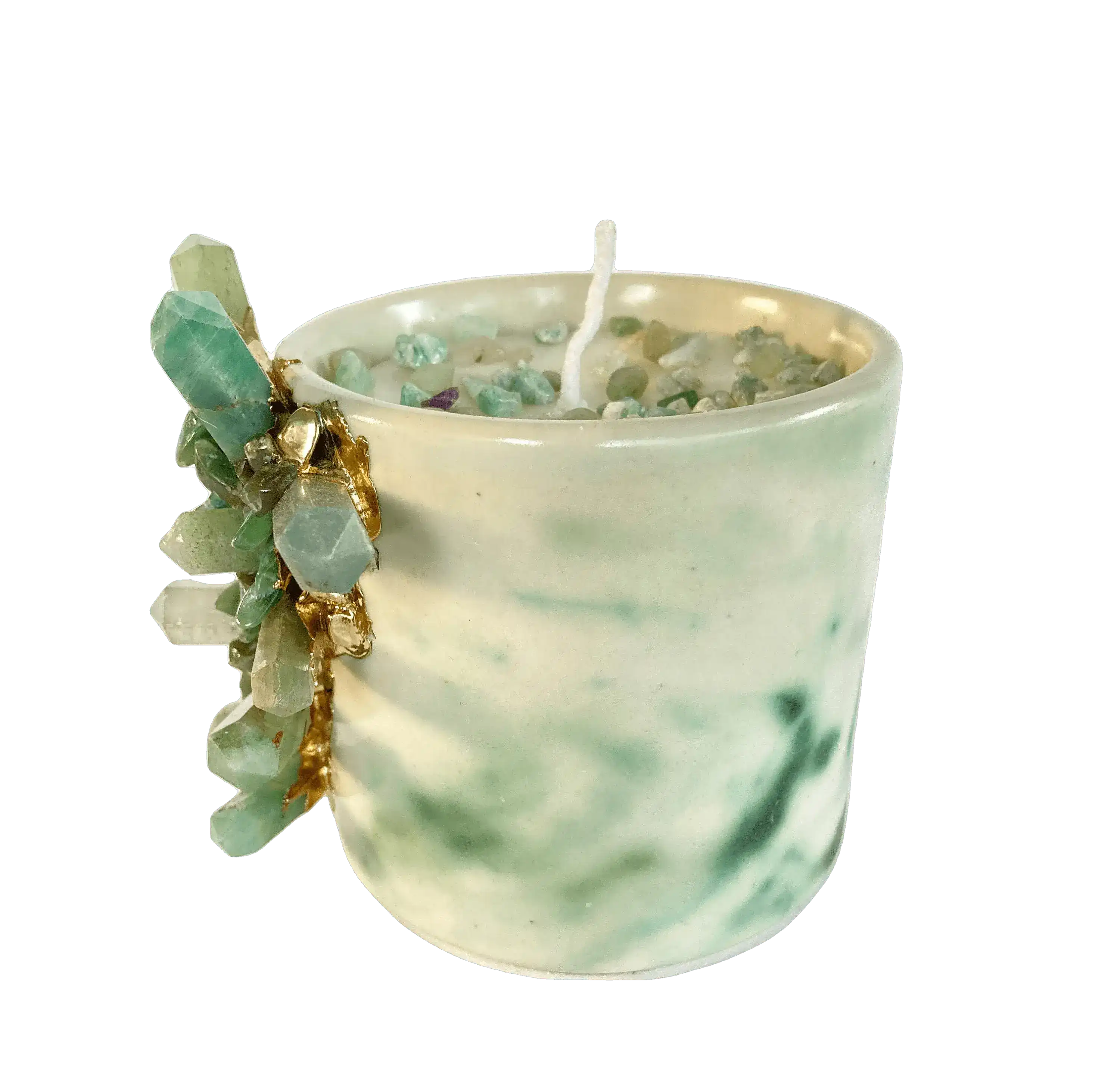 Green Quartz Crystal Scented Soy Candles in Coffee Mug - Set of 2 - Image 4