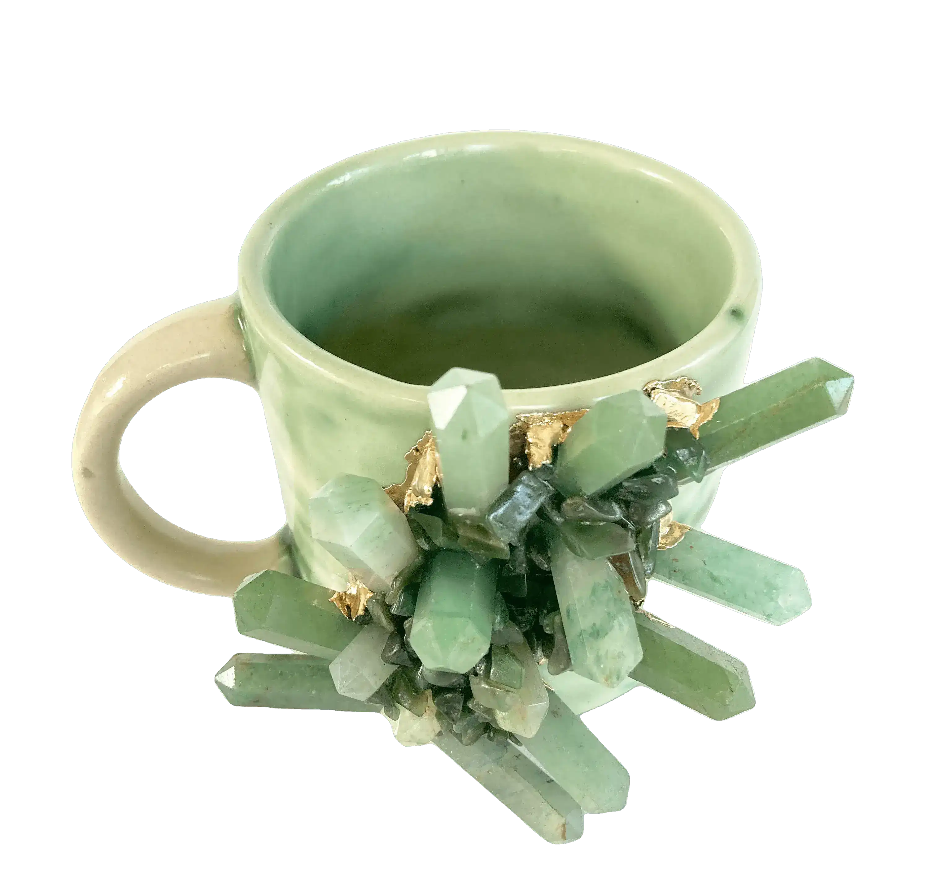 Green Quartz Marbled Ceramic Coffee Mug - Set of 2 - Image 3
