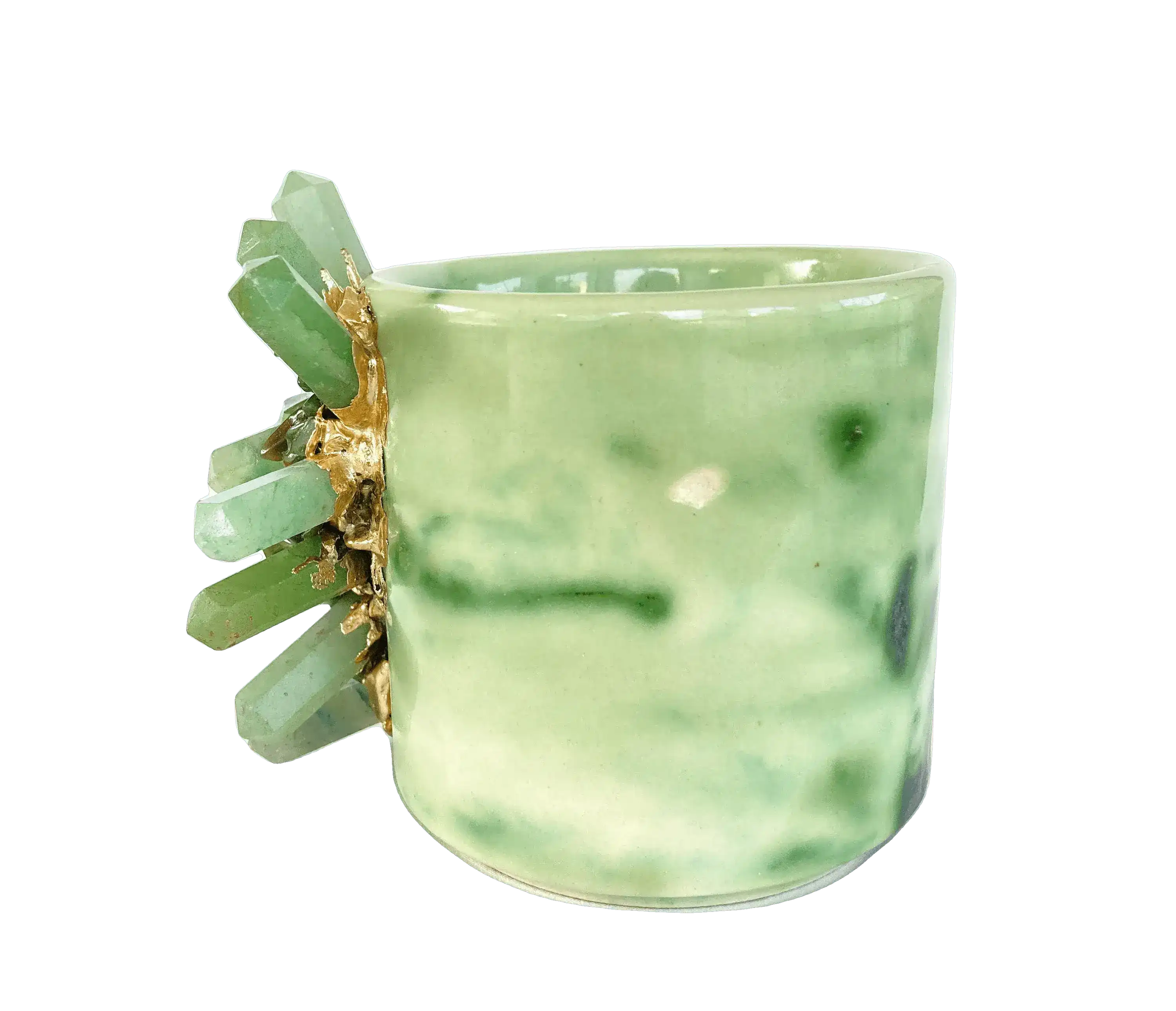 Green Quartz Marbled Ceramic Coffee Mug - Set of 2 - Image 5