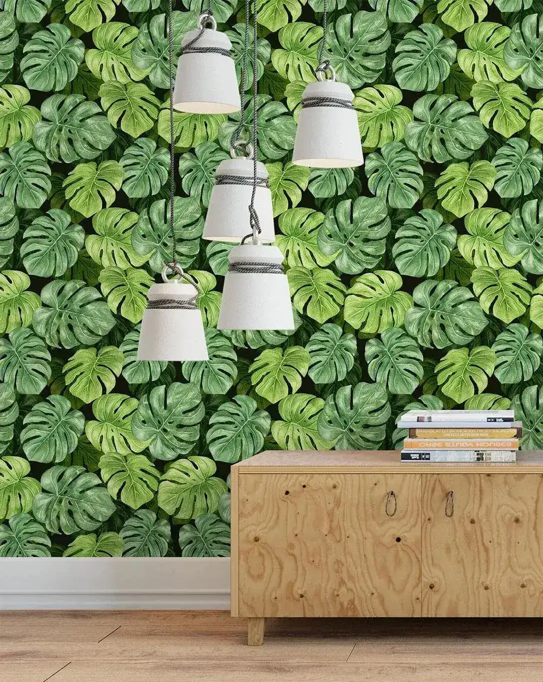 Green Tropical Monstera Leaf Wallpaper - Image 2