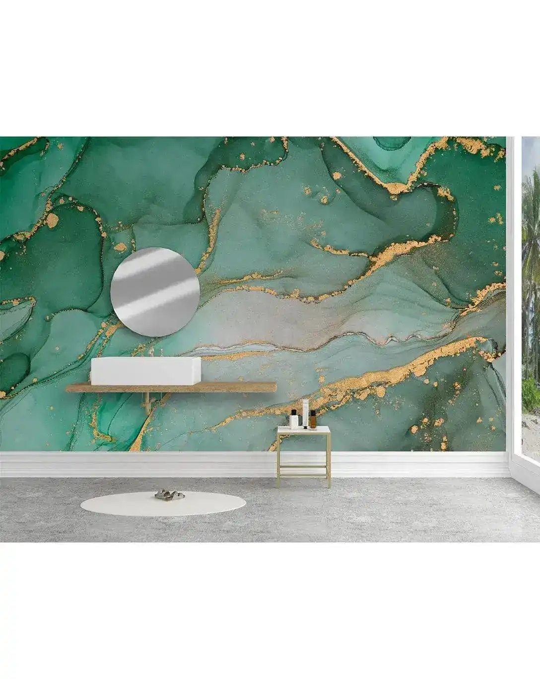 Green Watercolor Abstract Marble Alcohol Ink Paint Wall Mural - Image 4