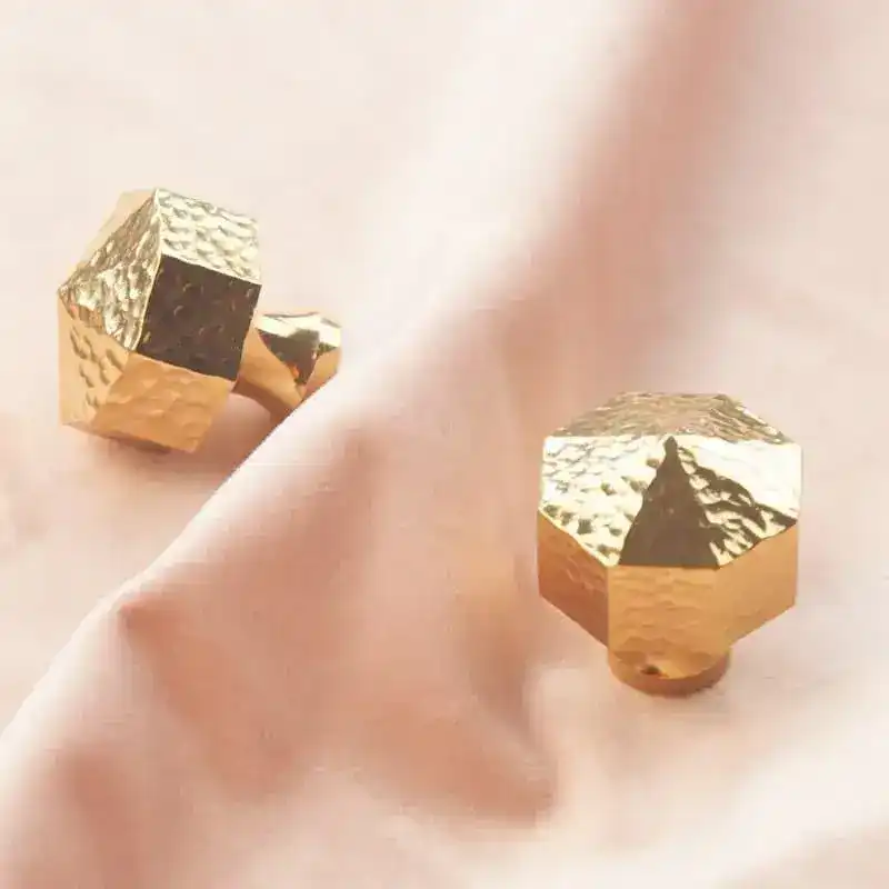 Hammered Brass Geometric Drawer Knob - Image 6