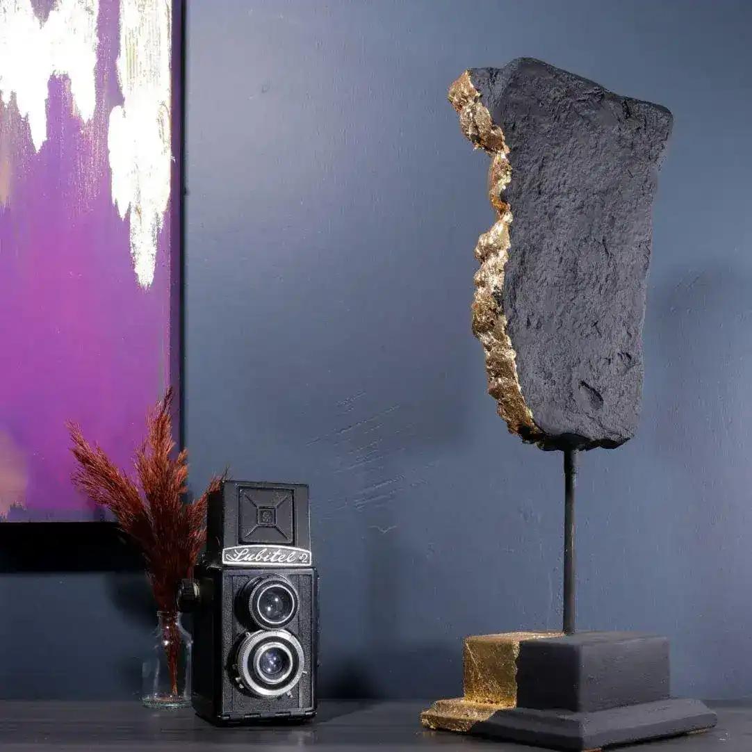 Hand Crafted Black Gold Zeus Bust Sculpture - Image 4
