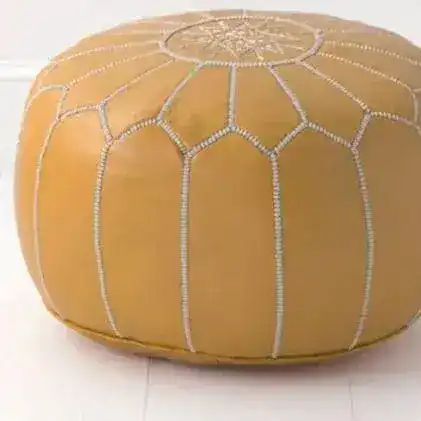 Hand Crafted Genuine Leather Moroccan Pouf Cover - Image 10