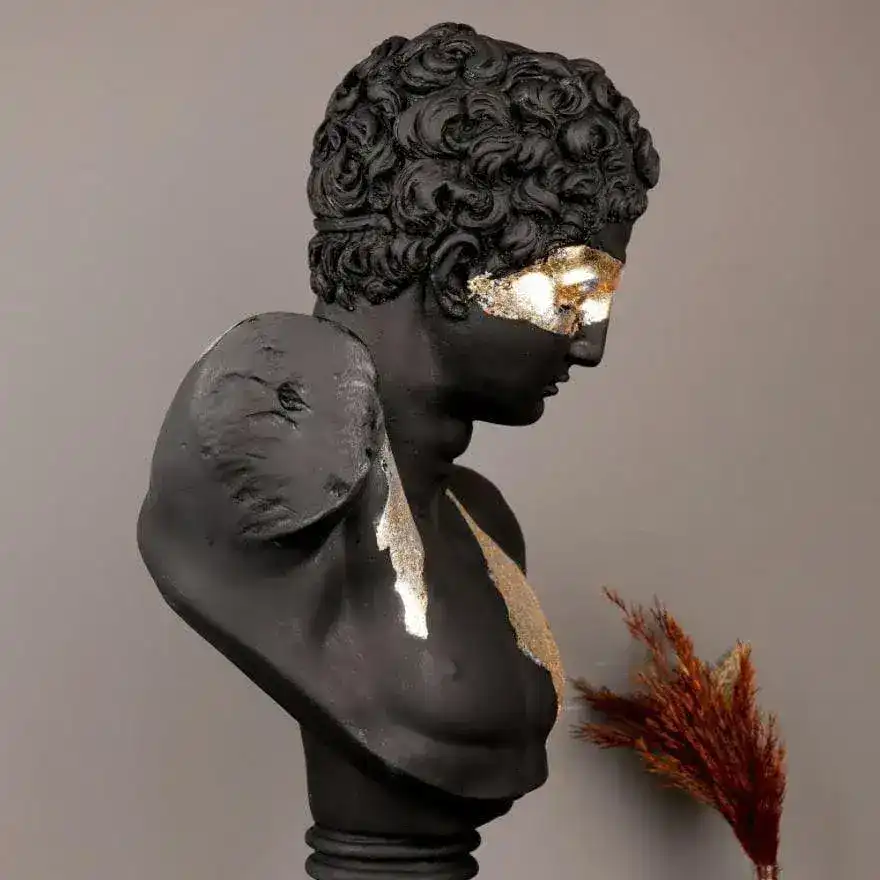 Hand Crafted Gold Gilded Black Hermes Sculpture - Image 3