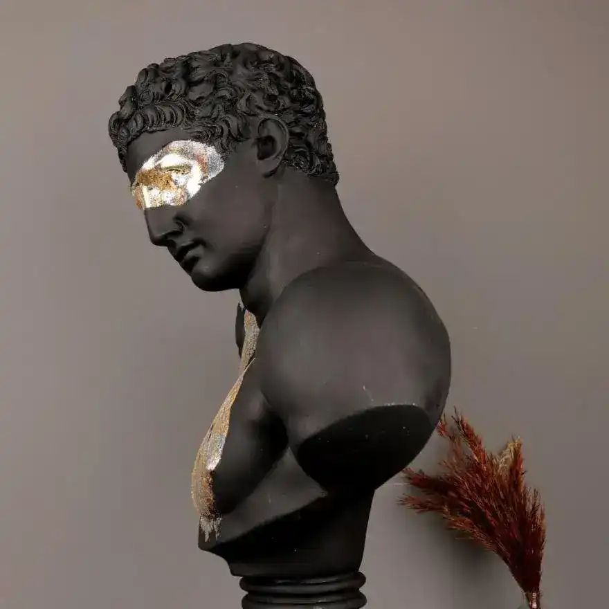Hand Crafted Gold Gilded Black Hermes Sculpture - Image 5