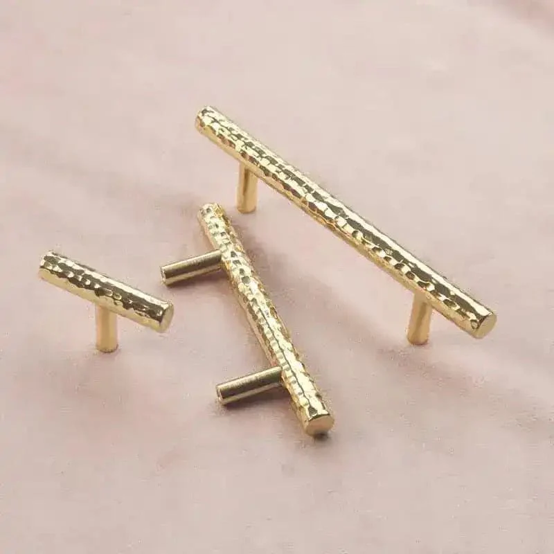 Hand-crafted Hammered Brass Cabinet Drawer Pull - Image 11