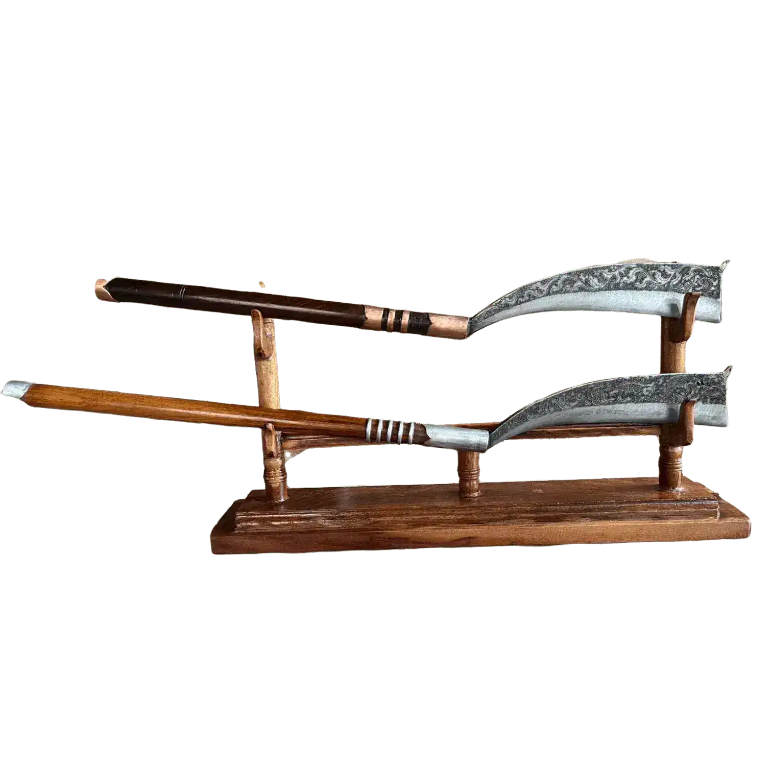 Hand Engraved Khmer Machete Knife with Long Handle - Image 3