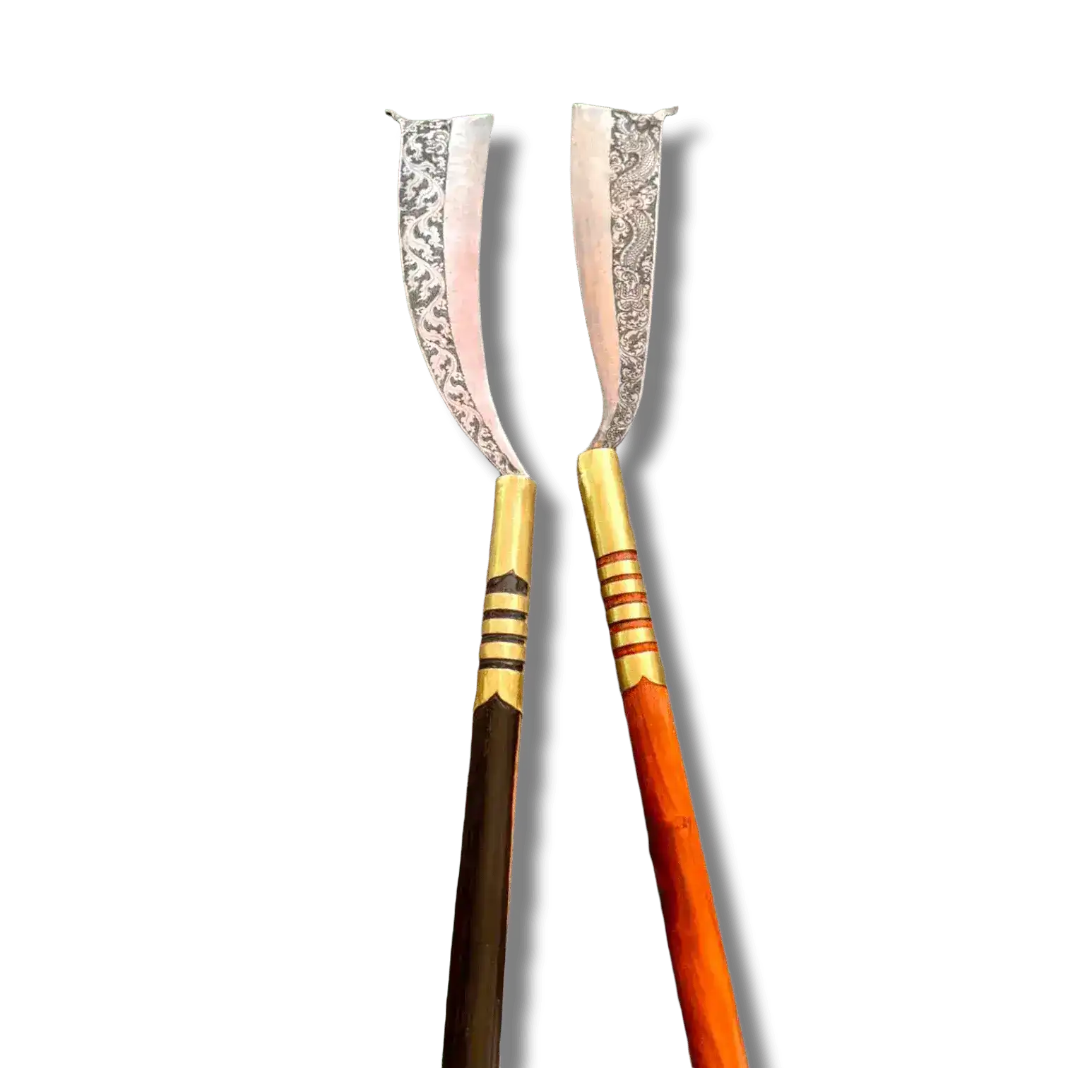 Hand Engraved Khmer Machete Knife with Long Handle - Image 5
