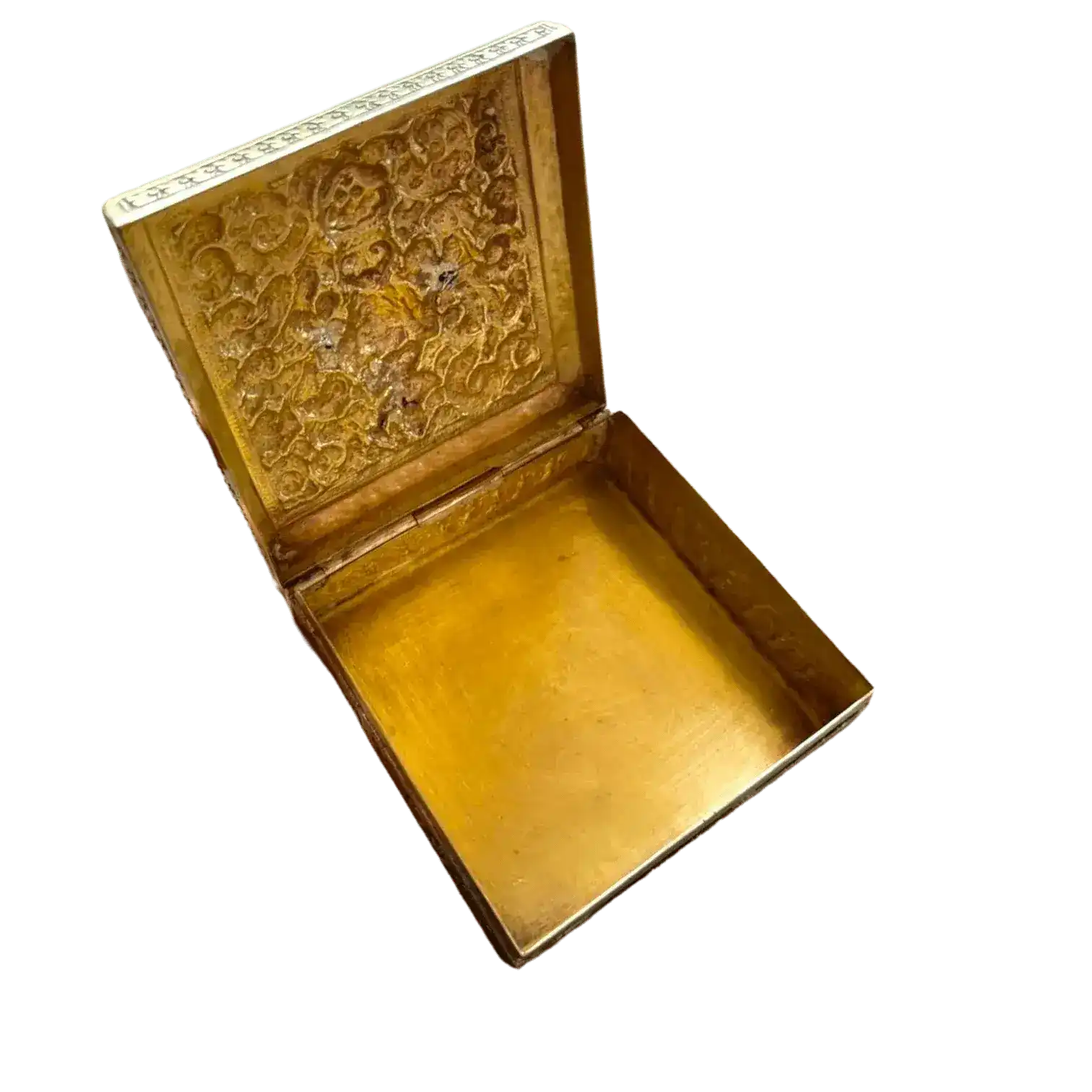 Hand Engraved Solid Brass Niello Rectangular Betel Box - Apsara - Image 7