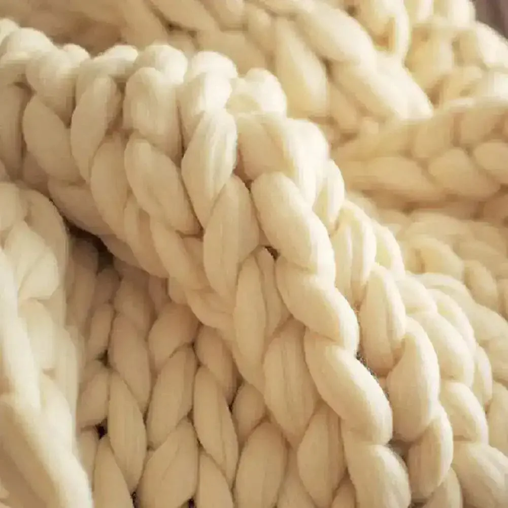 Hand Knitted Merino Wool Chunky Throw Blanket - Image 3