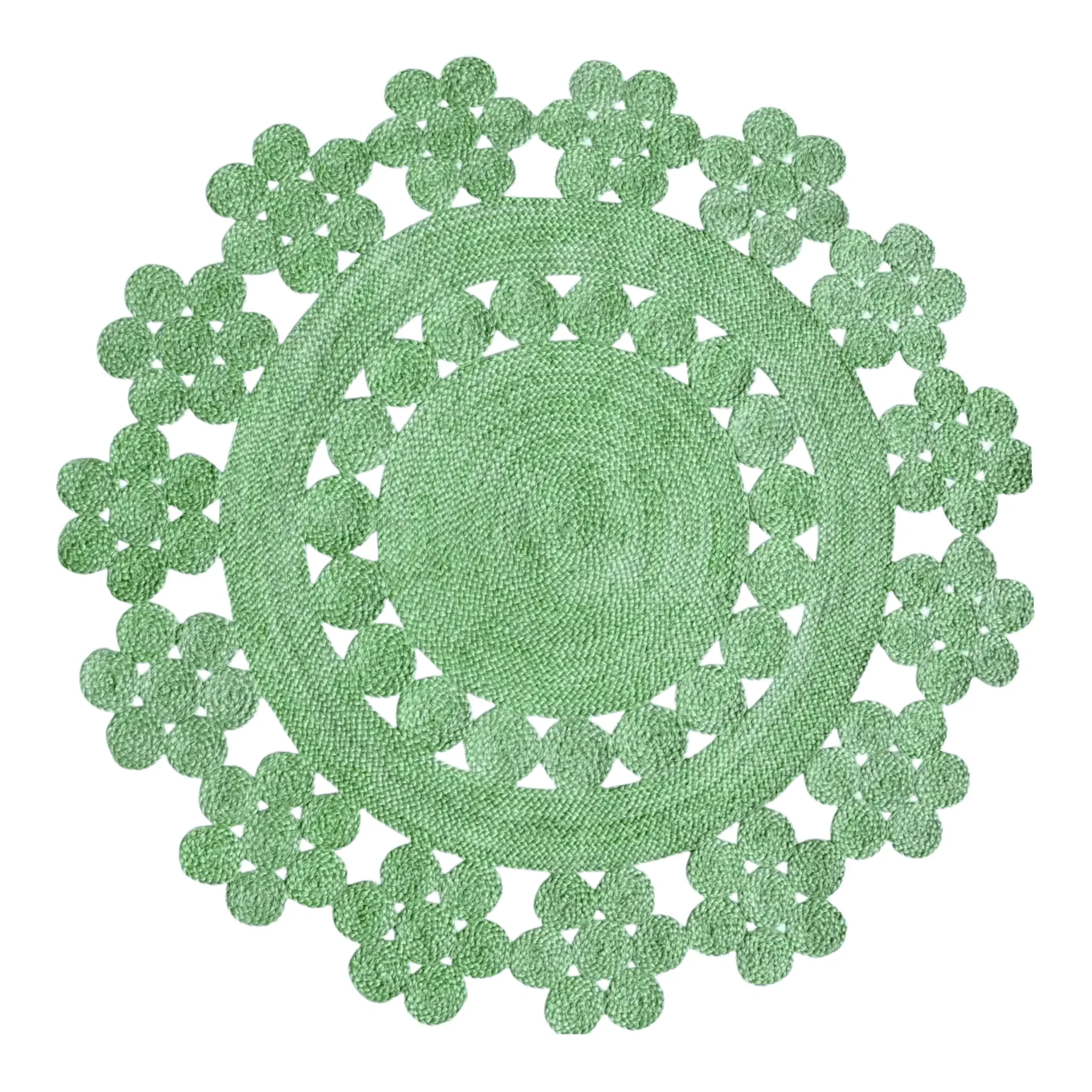 Handmade Desi Round Jute Rug - Green - Image 3
