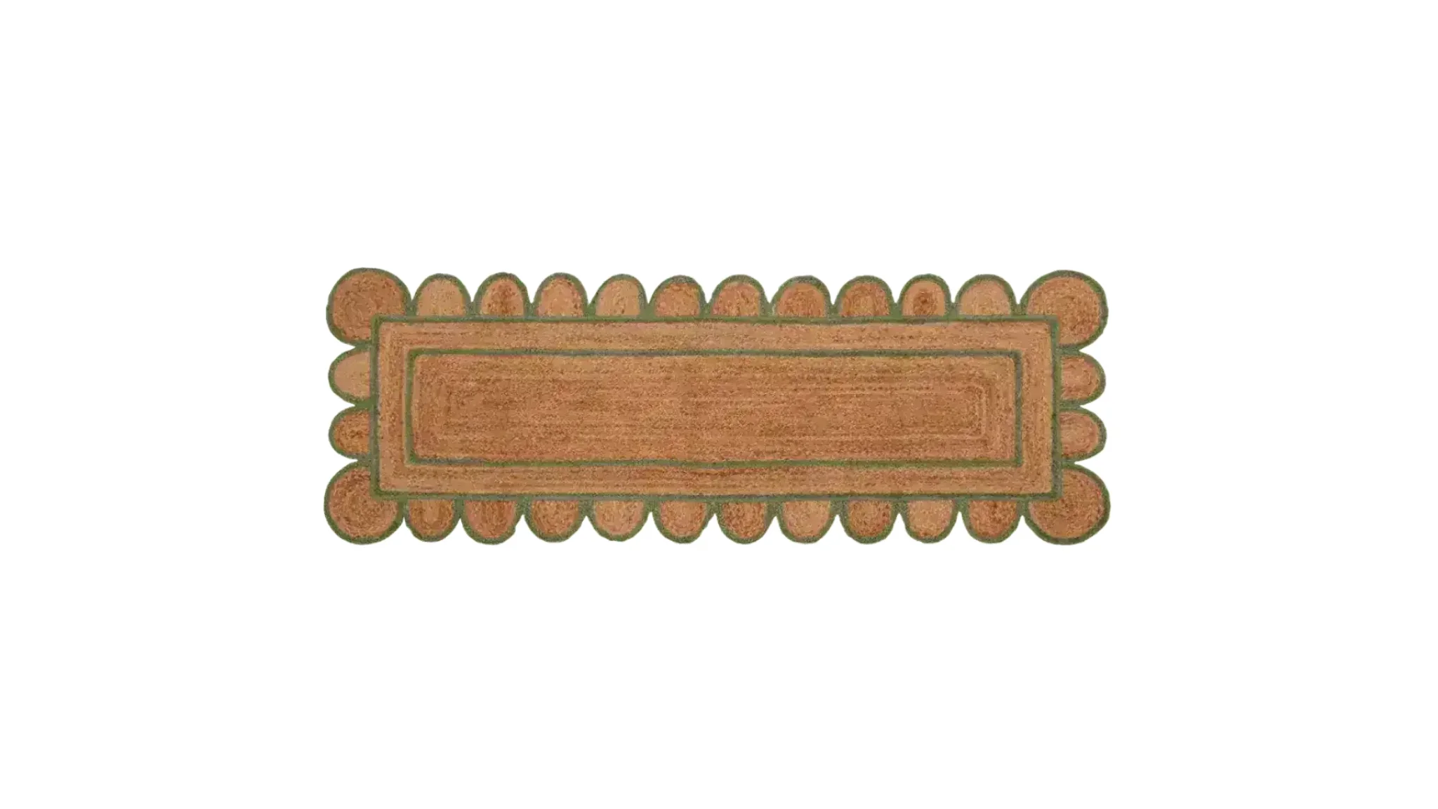 Handmade Olive Green Scalloped Border Jute Rug 4 x 6 ft - Image 10