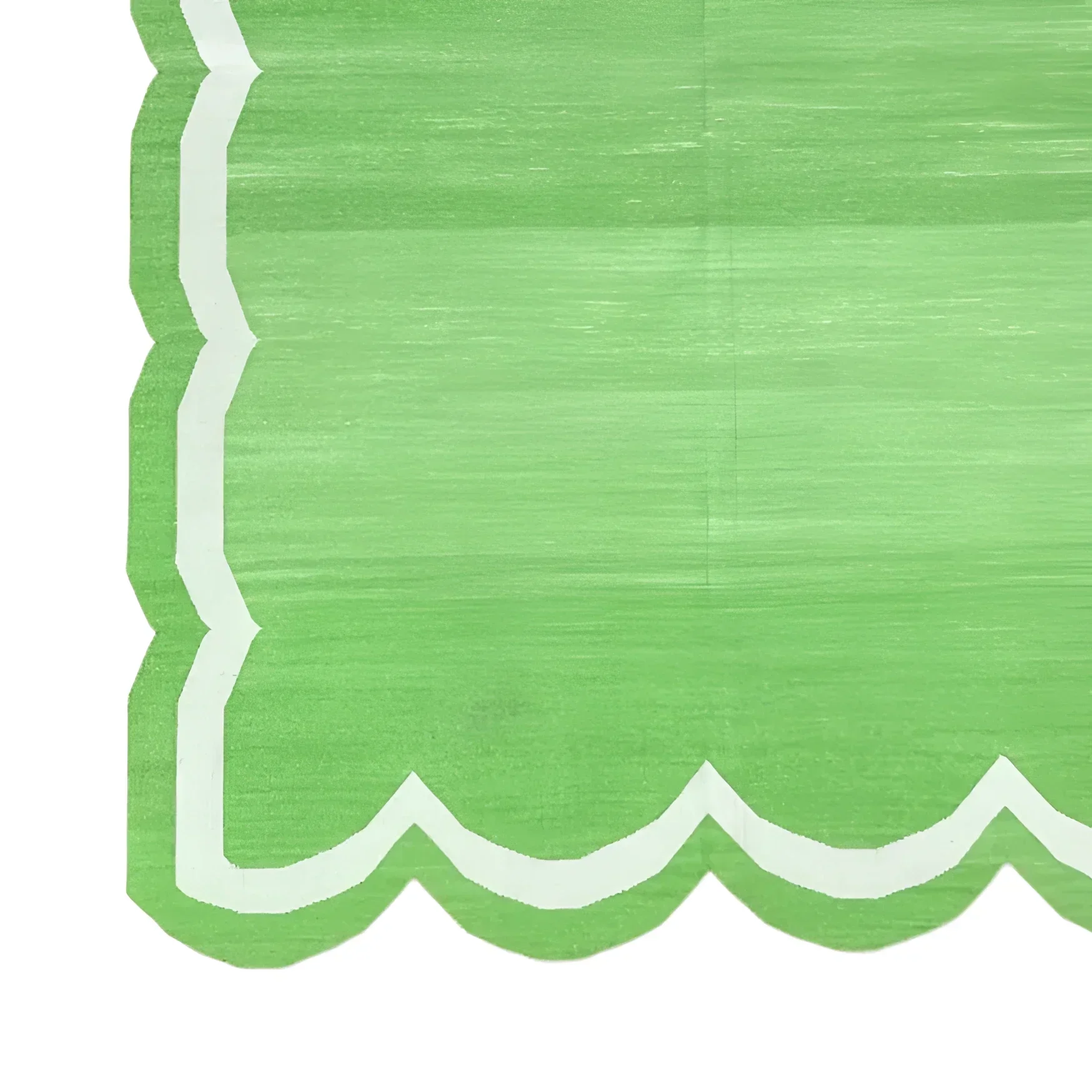 Handwoven Green/White Scallop Cotton Rug - Image 2