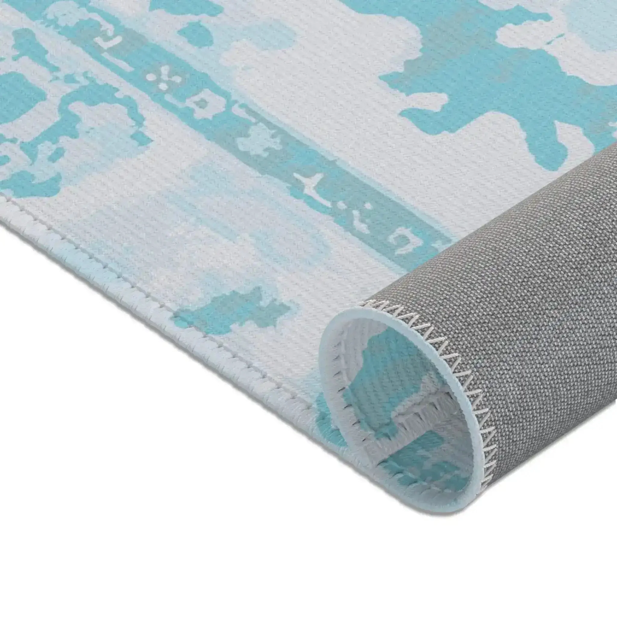 Icy Blue Medallion Distressed Accent Rug - Image 7