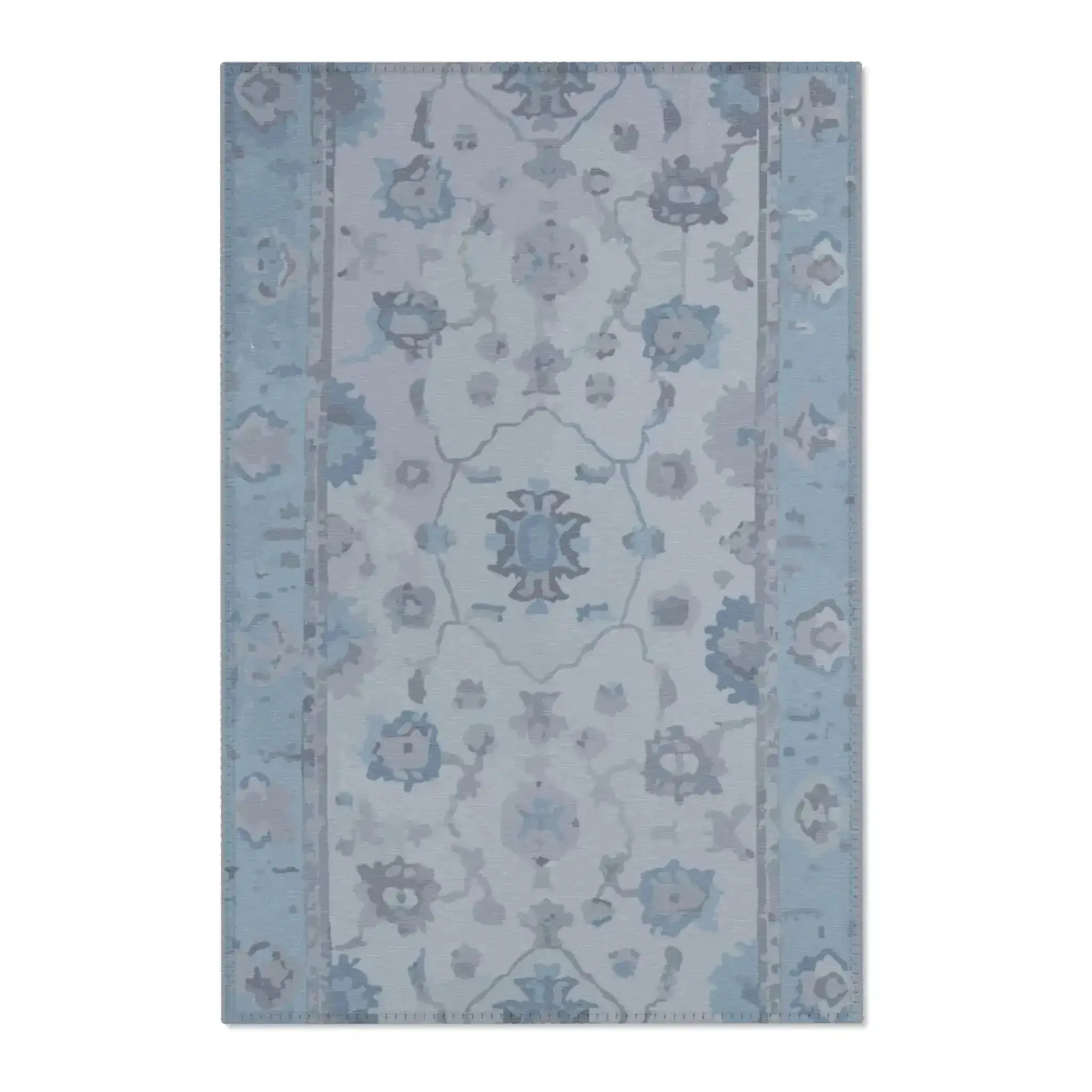 Icy Blue & Silver Floral Medallion Accent Rug - Image 2
